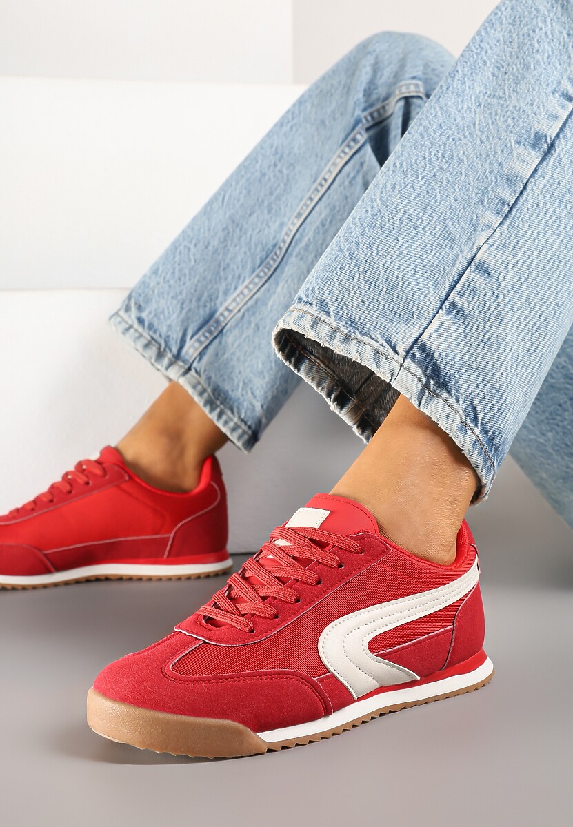 Czerwone Basicowe Sneakersy Ellimira
