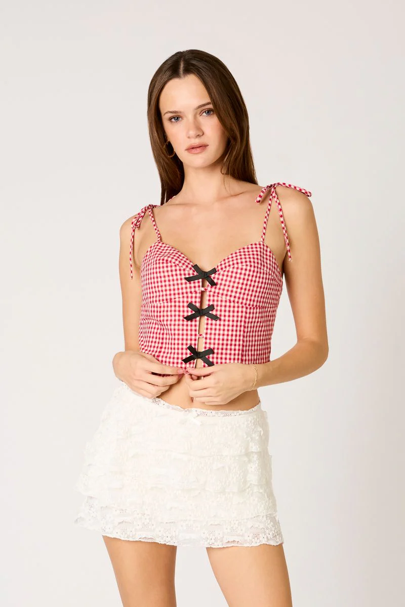 Gingham Bow Front Top