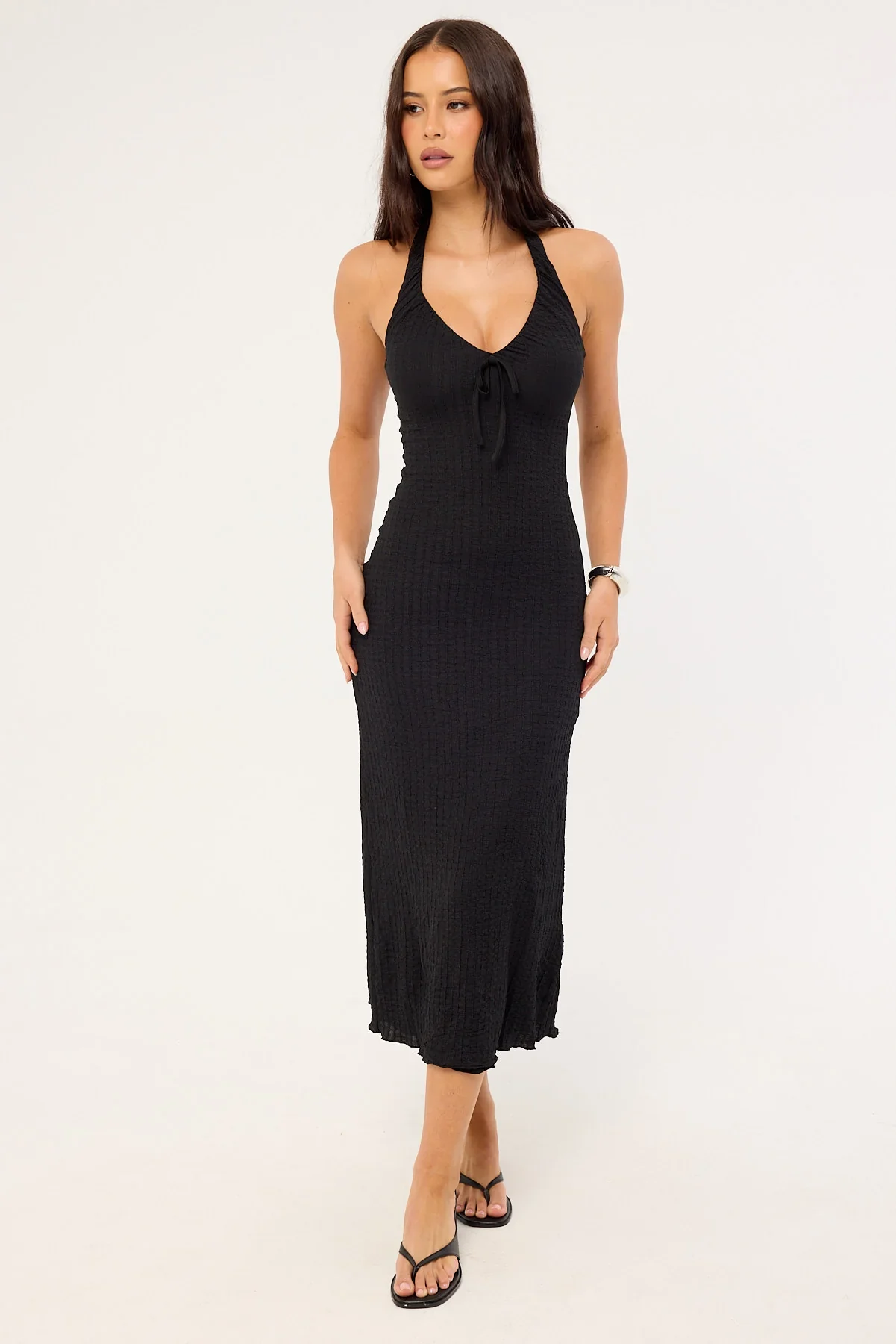 Perfect Stranger Winnie Halter Midi Dress Black