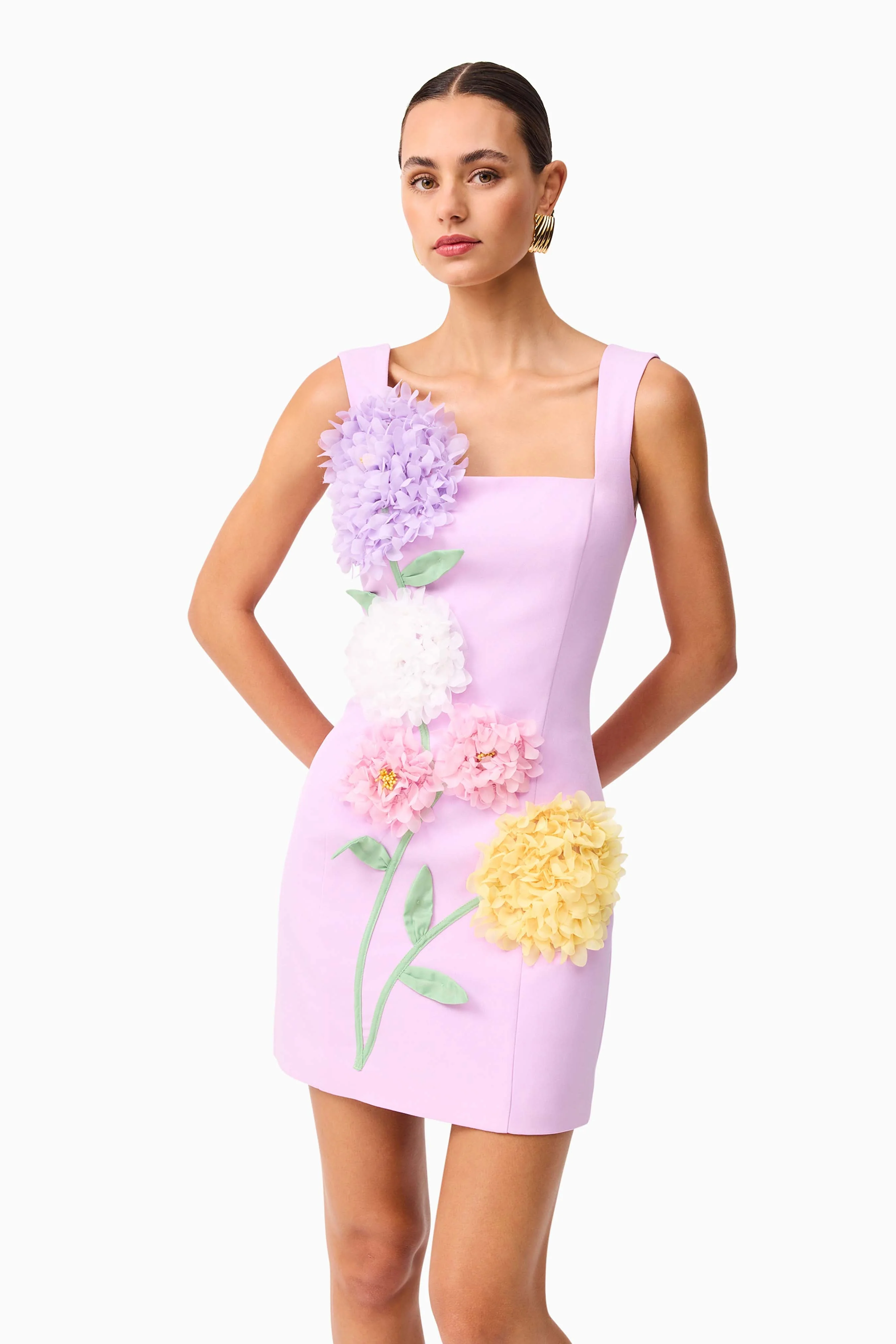 Buttercup Embroidered Party Mini Dress in Purple