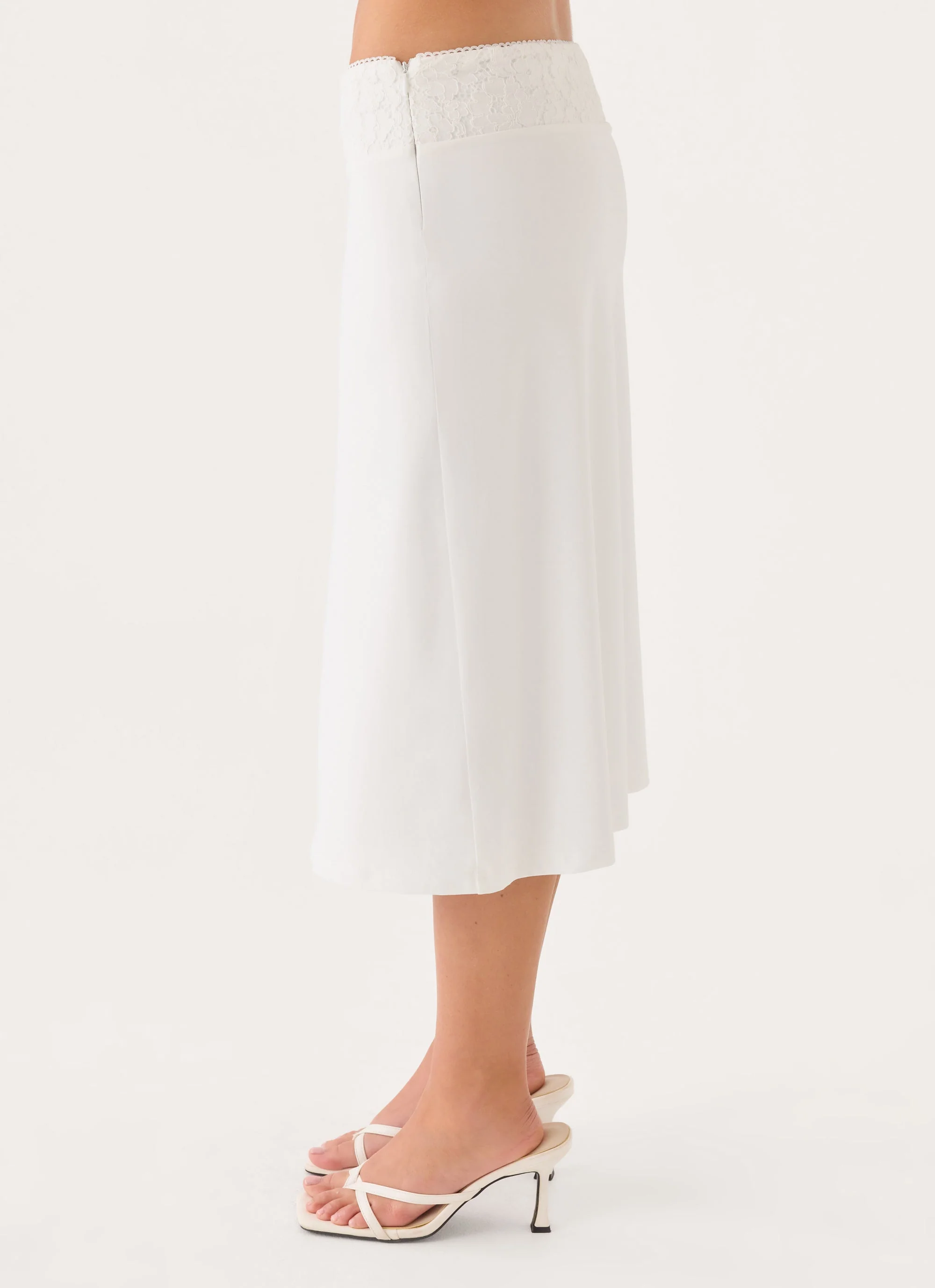 Moments Midi Skirt - White - luluinthesky