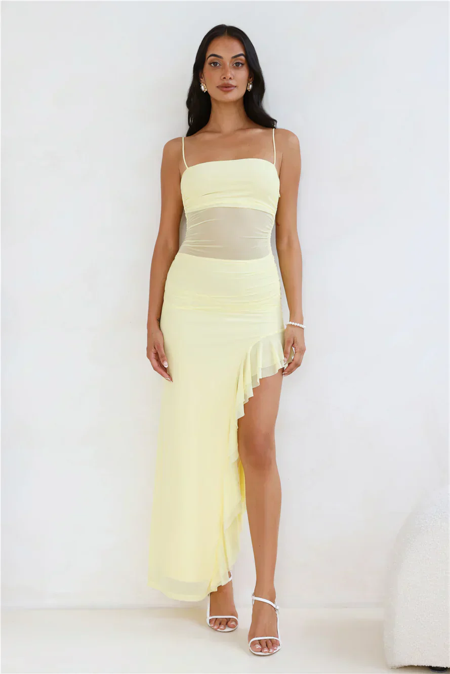 Golden Embrace Mesh Maxi Dress