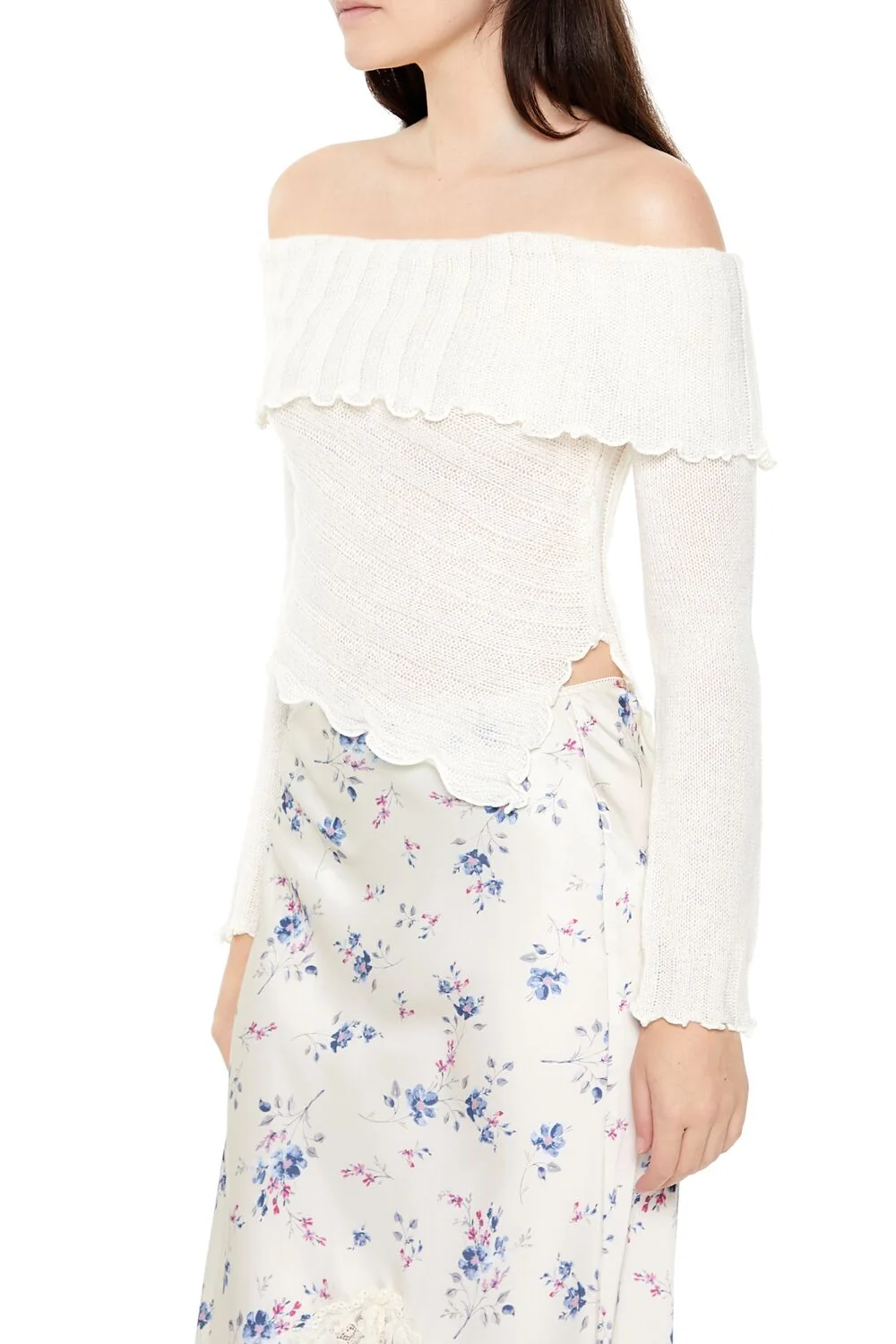 Ribbed Off-the-Shoulder Sweater