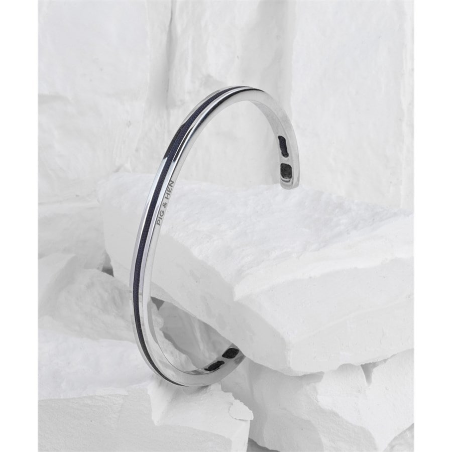 Pig & Hen Cuff Bracelets Navarch 4 mm Granatowy | Srebrny
