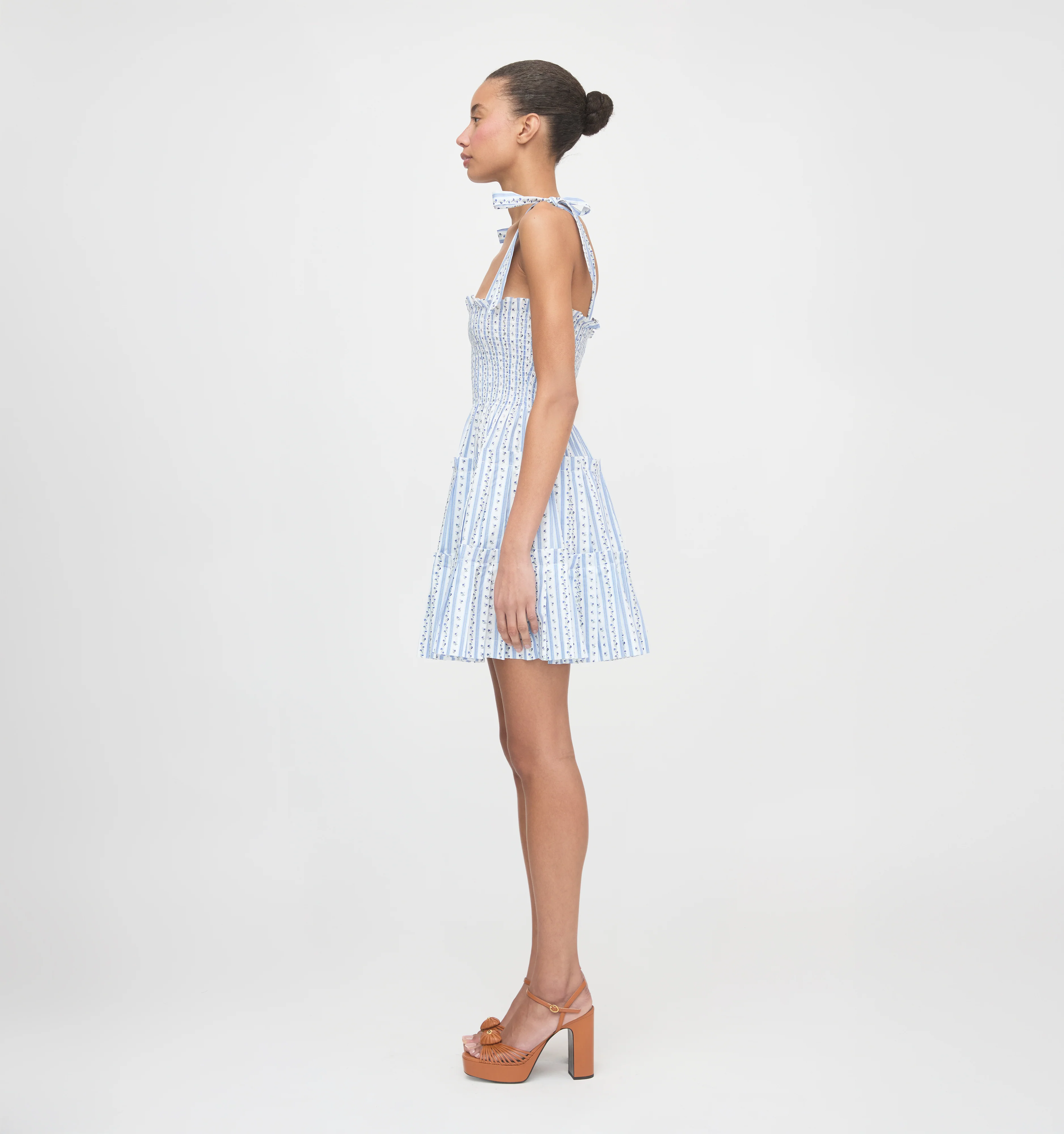 The Ribbon Charlotte Nap Dress - Blue Petal Stripe