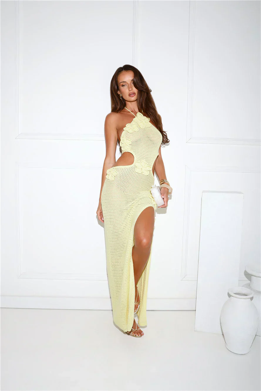 Monaco Sun Knit Halter Maxi Dress