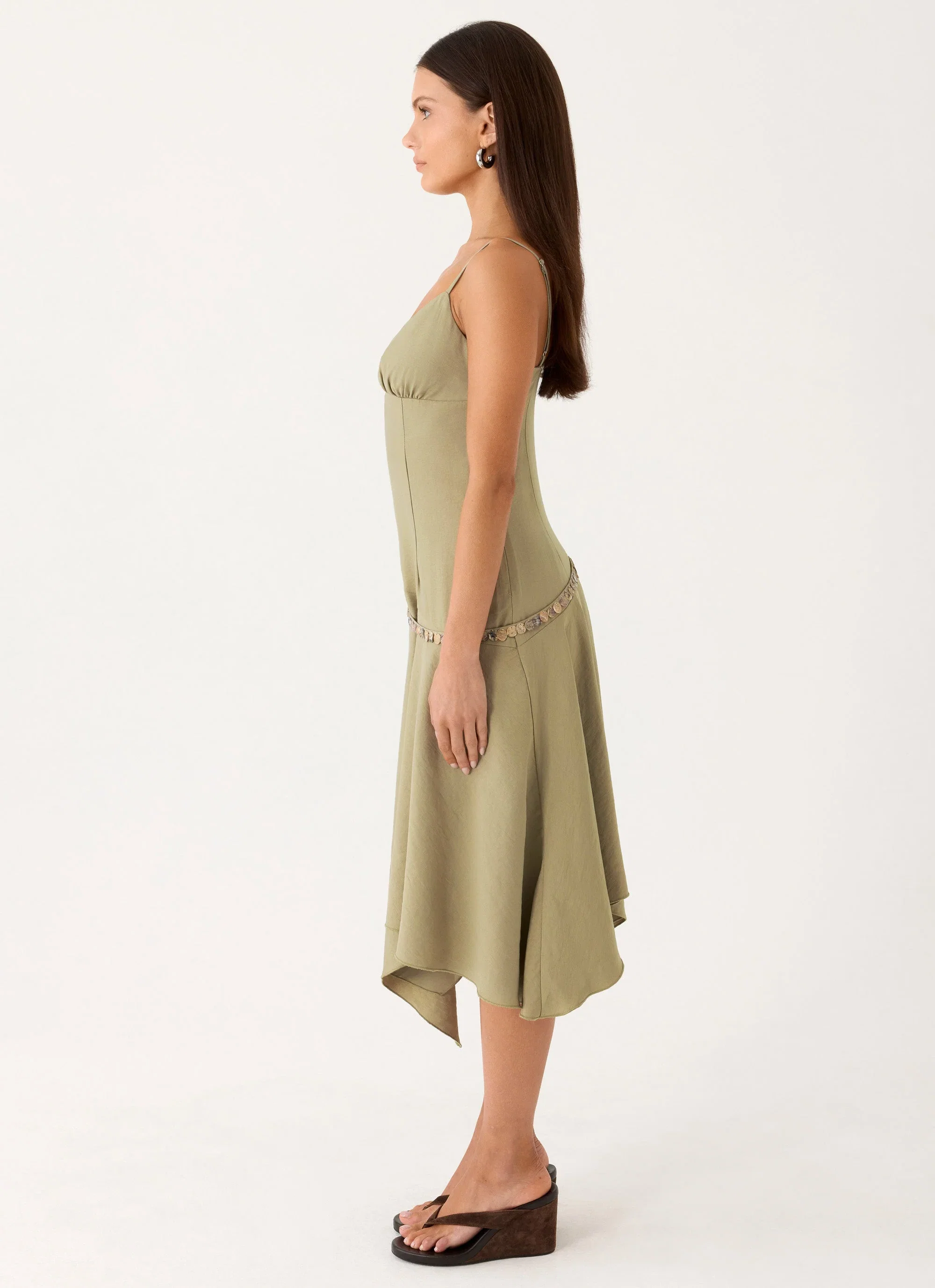 Lazure Midi Dress - Pale Olive