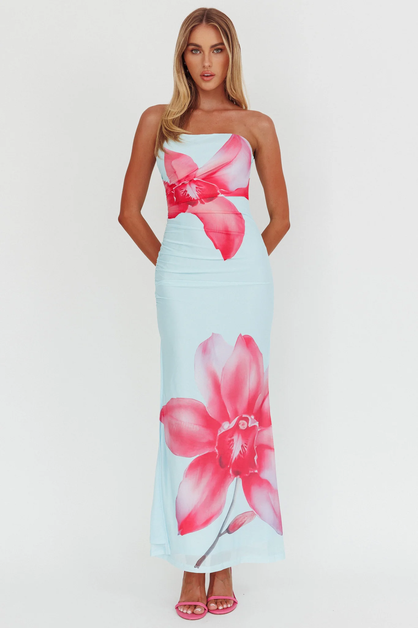 Truth Be Told Strapless Maxi Dress Blue