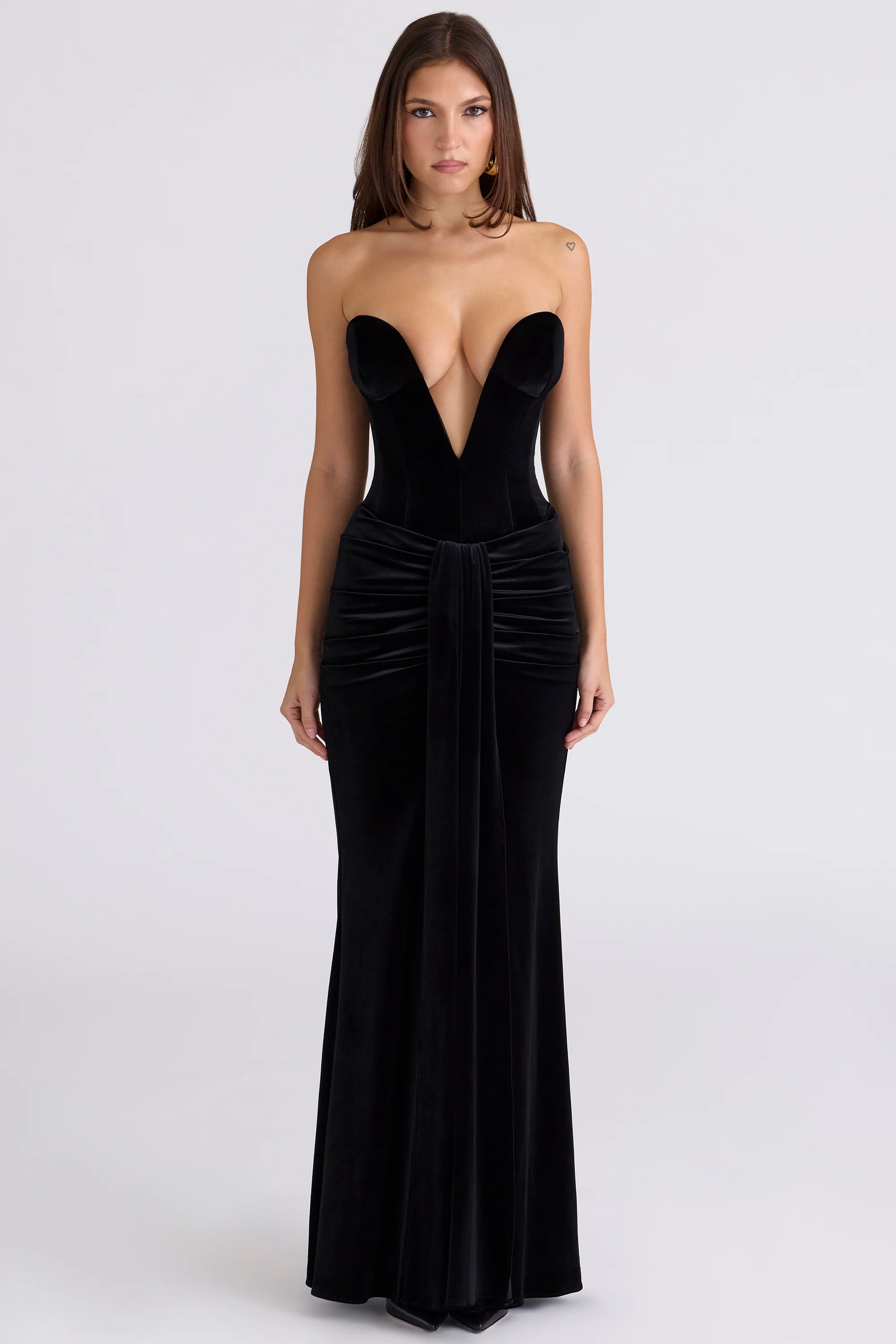 Black Velvet Deep Plunge Maxi Gown - Limited Edition