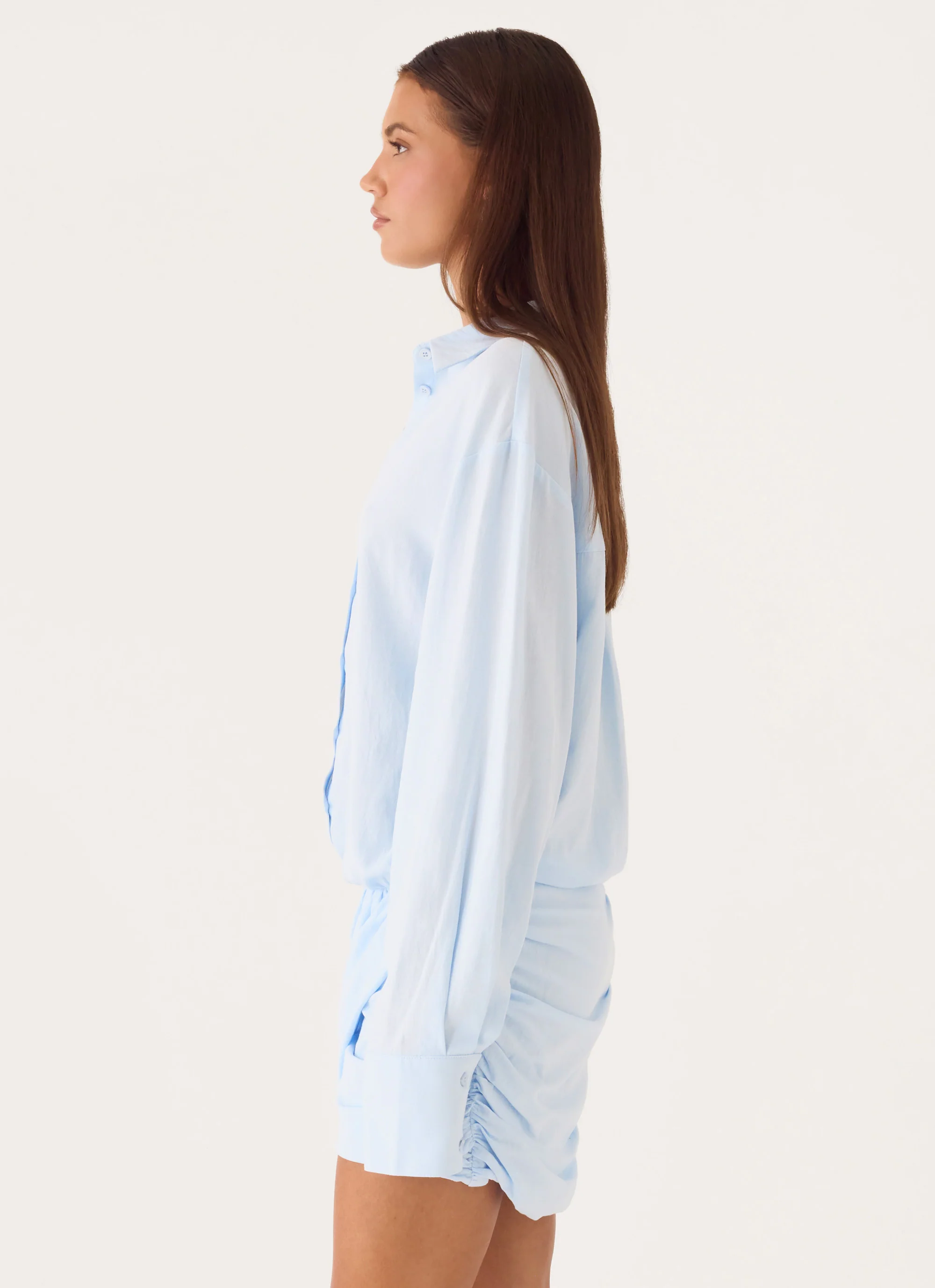 Galilea Shirt Mini Dress - Blue - luluinthesky
