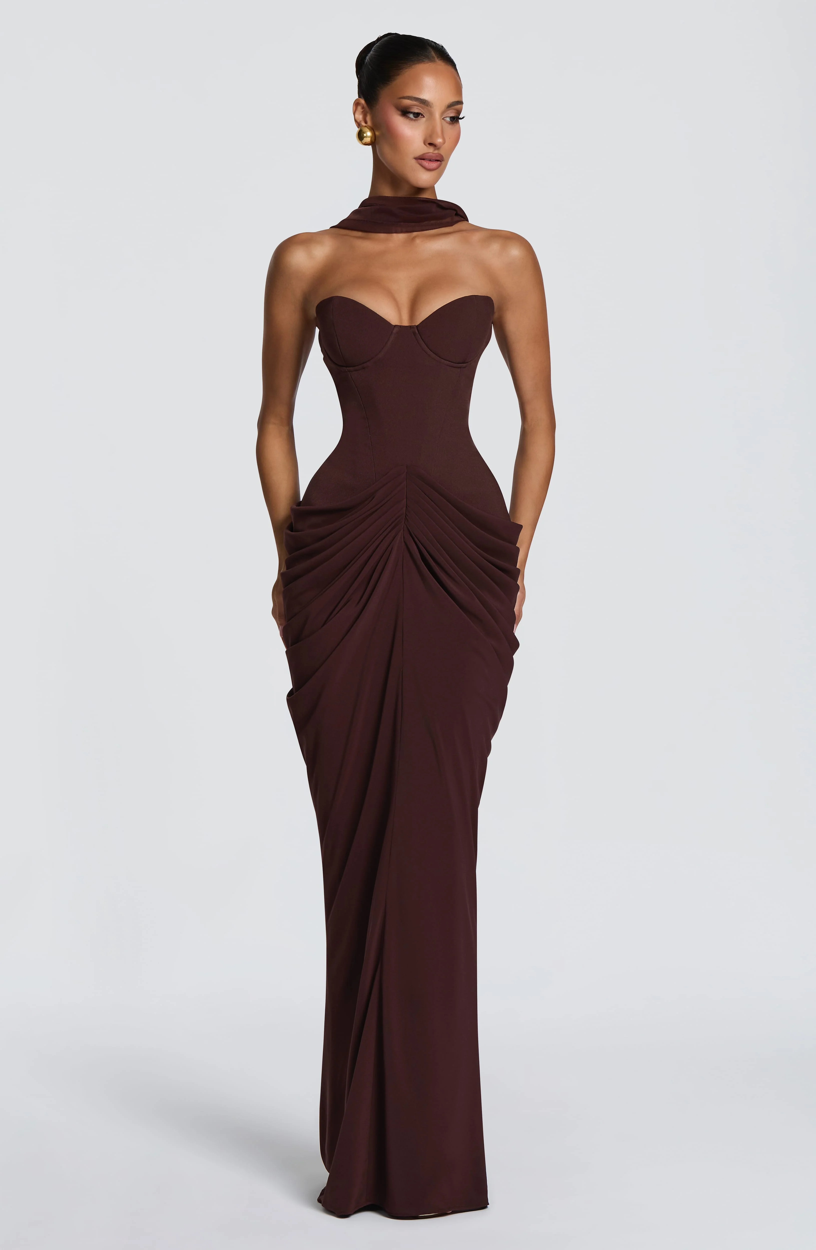 Chiara Maxi Dress - Plum Brown