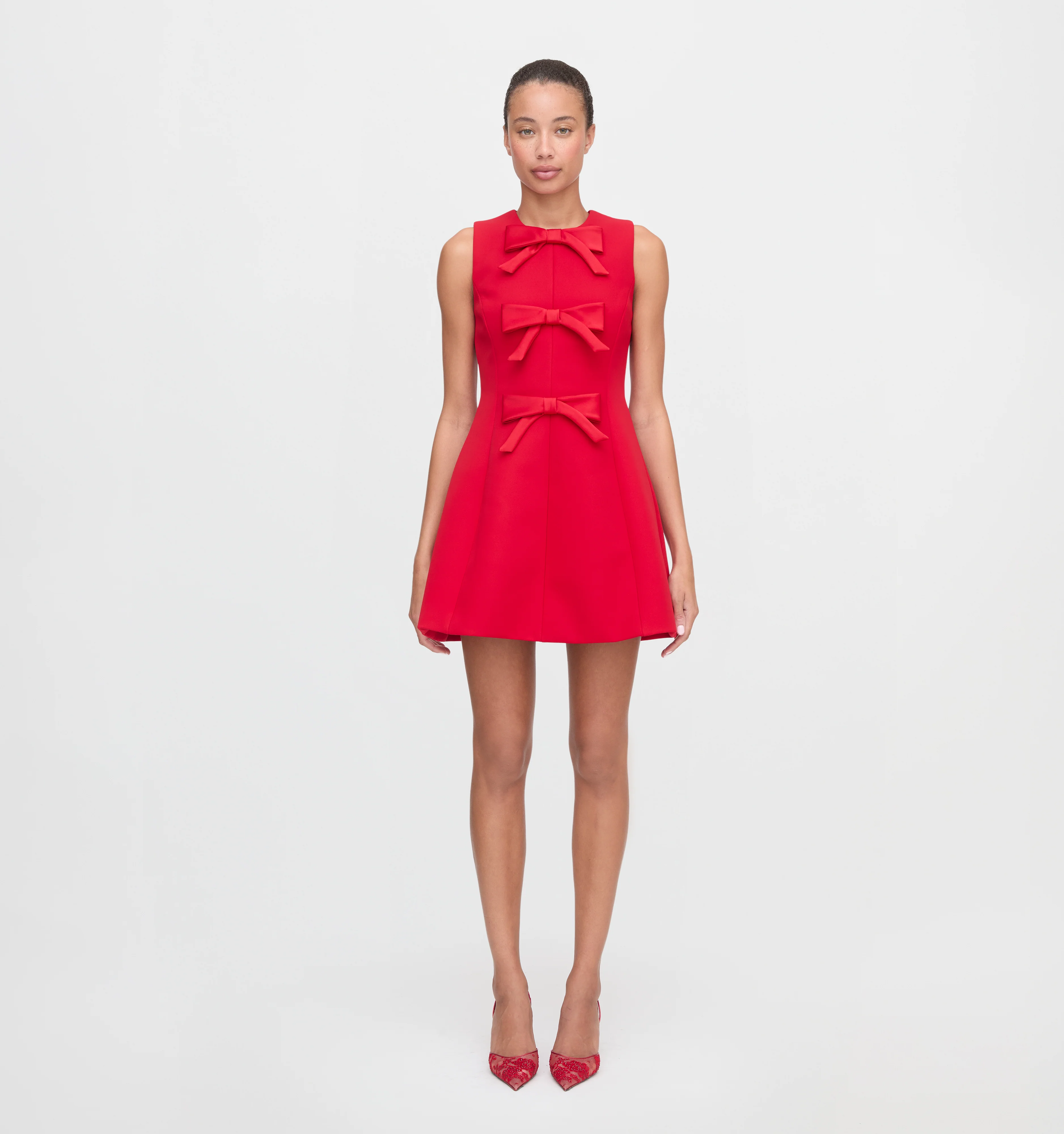 The Blythe Bow Dress - Red with Red Bows