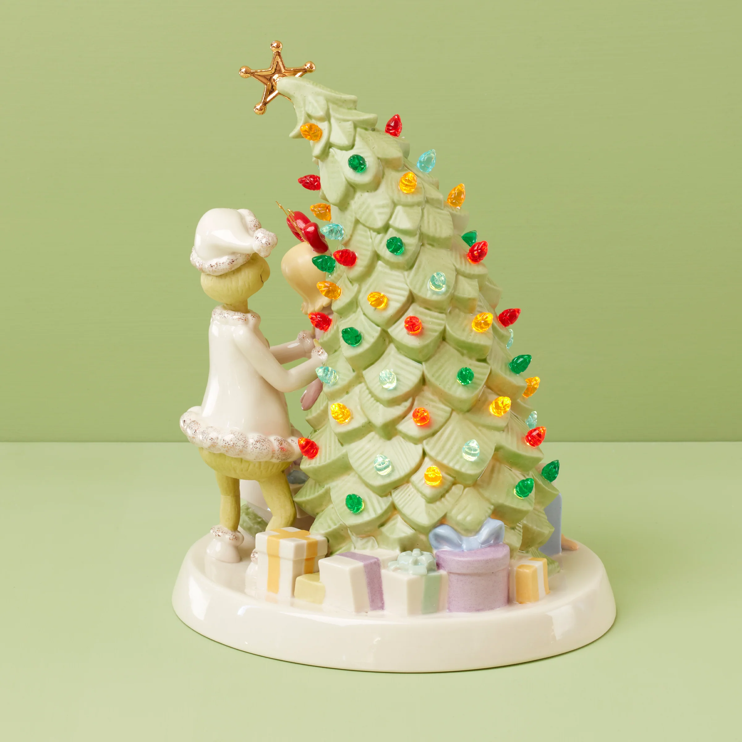 Merry Grinchmas Trimming The Tree Lit Figurine