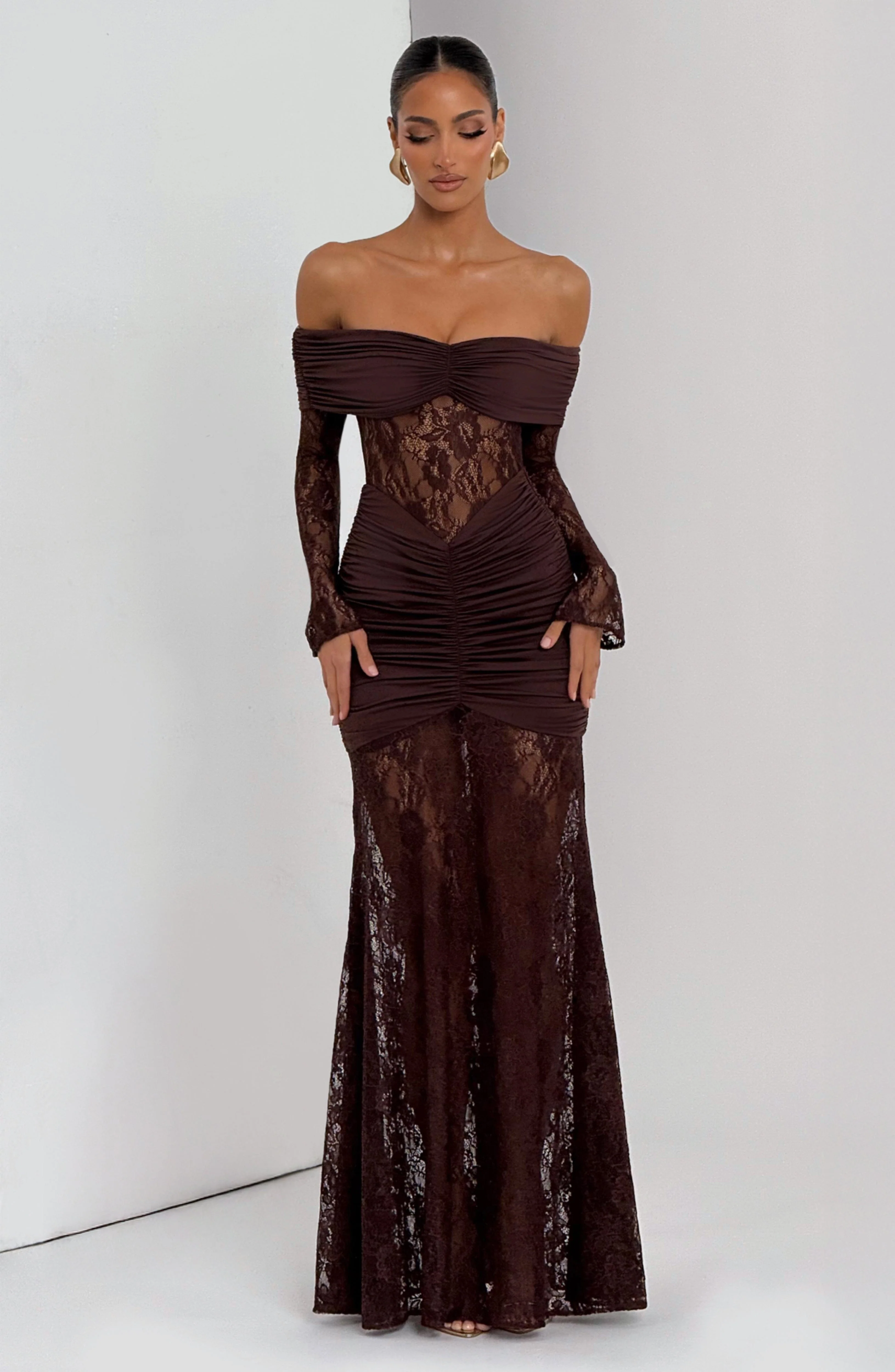 Sauline Maxi Dress - Plum Brown