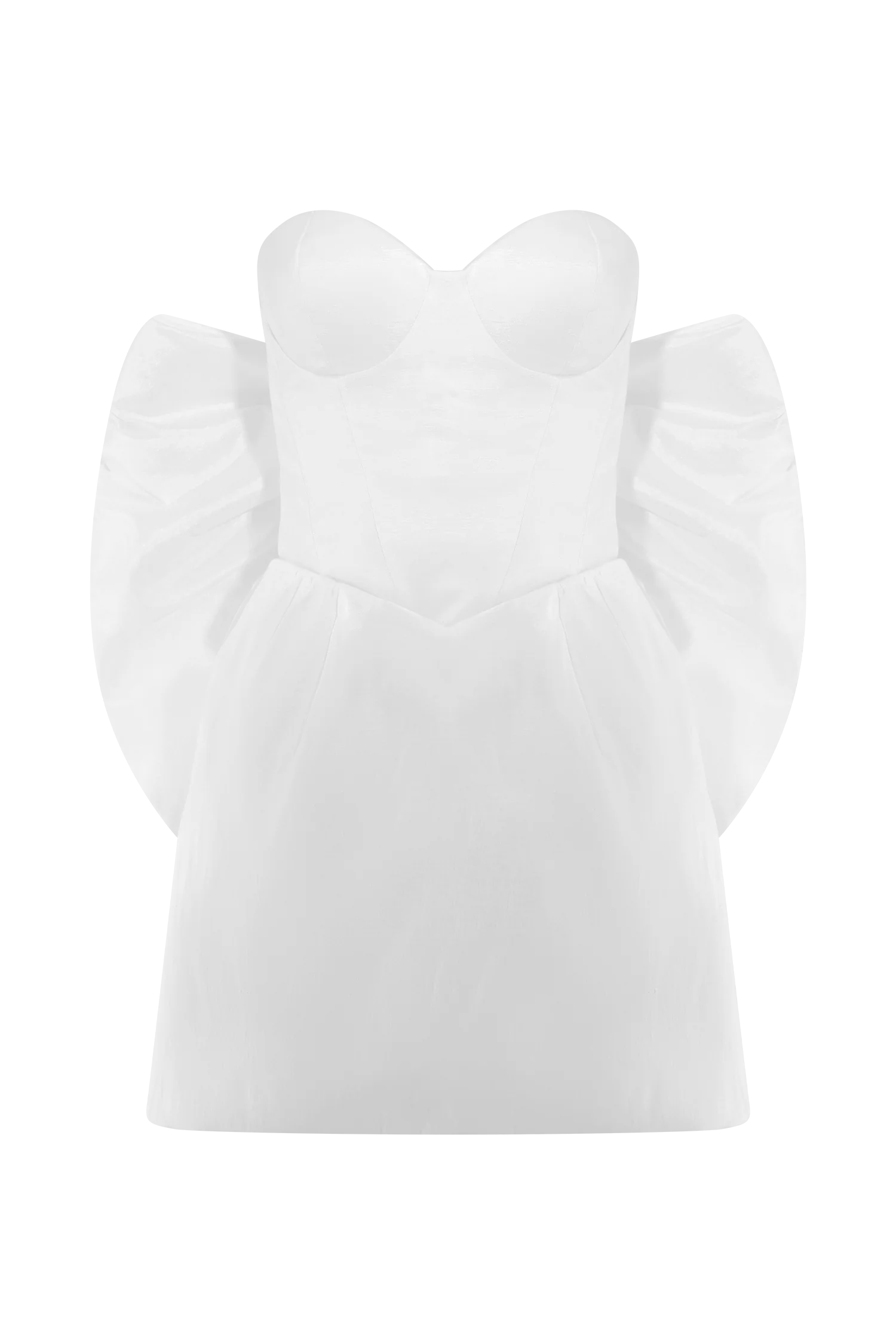 Suzette Taffeta Bow Mini Dress - White