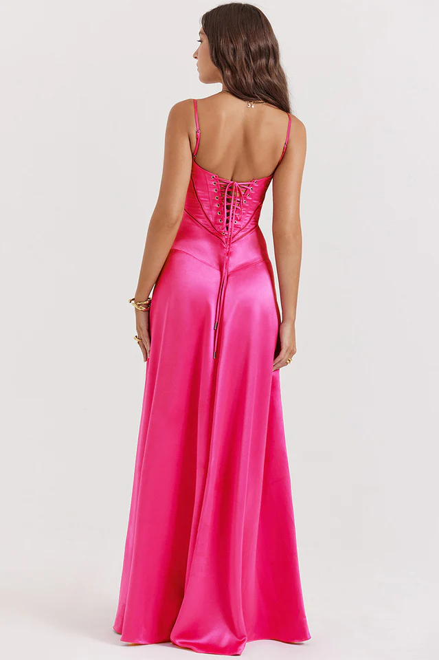 Anabella Black Lace Up Maxi Dress