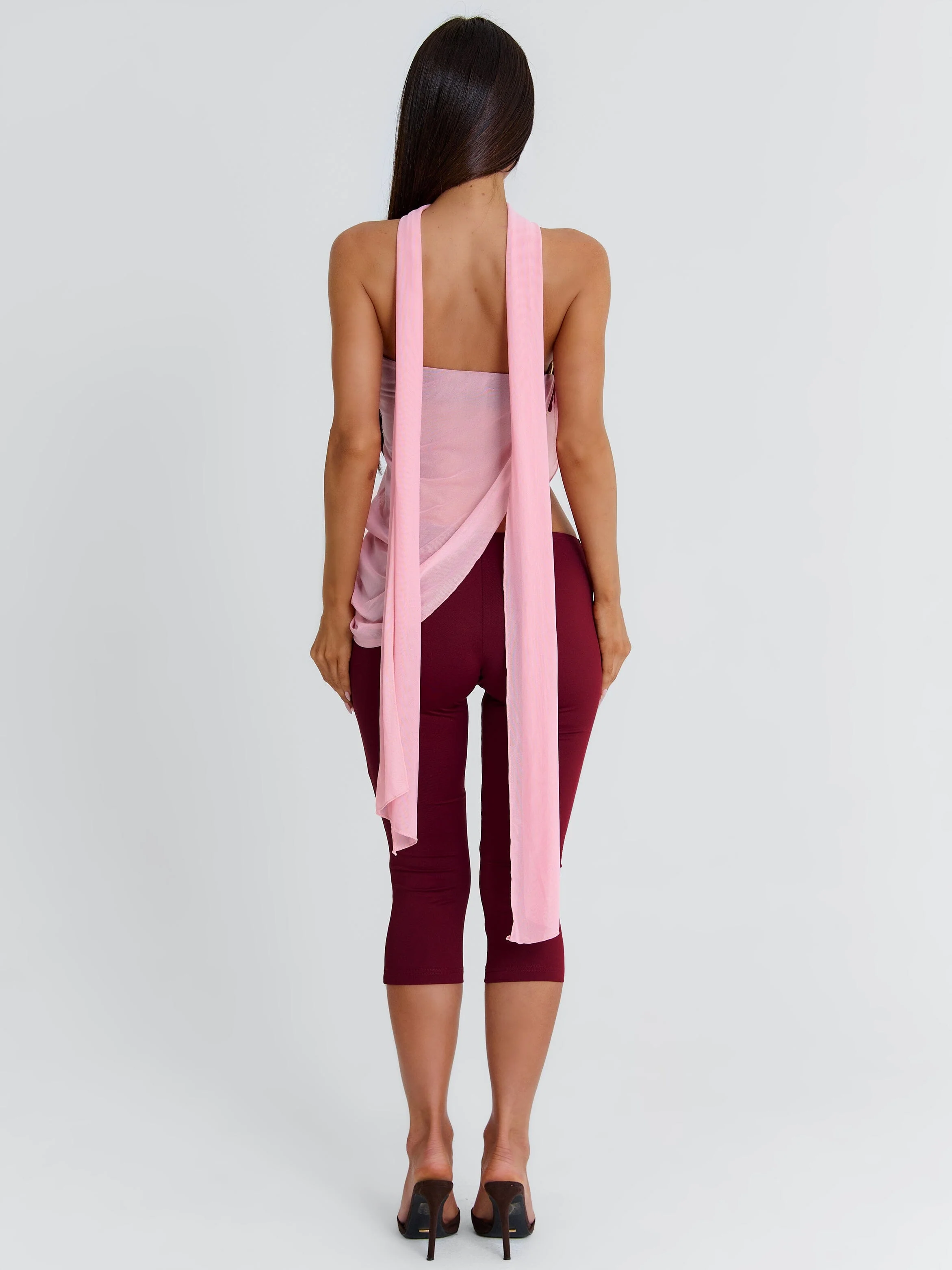 Lucylle Capri Jumpsuit Pink And Burgundy
