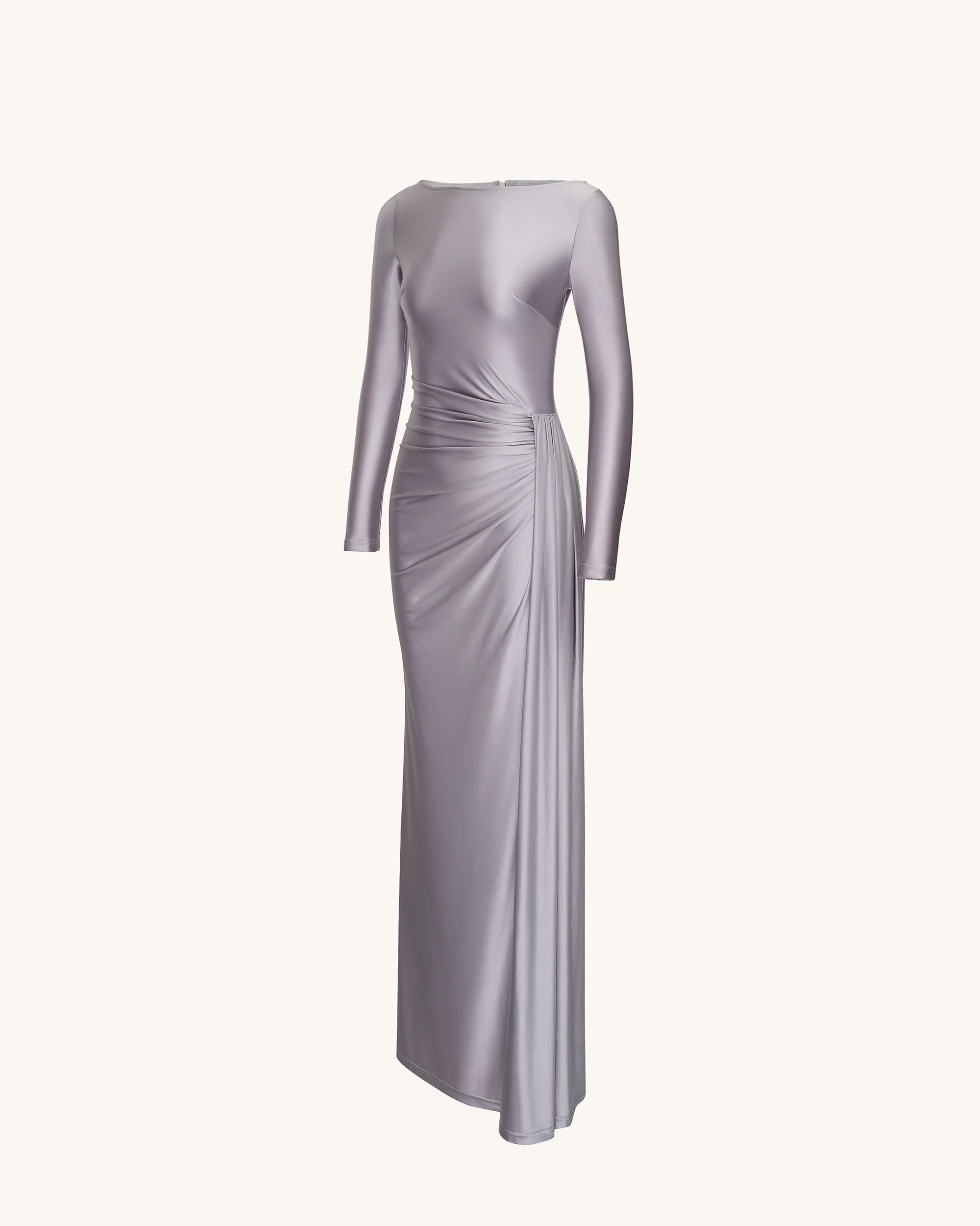 Amara Metallic Ruched Dress - Silver - FASHION NOB
