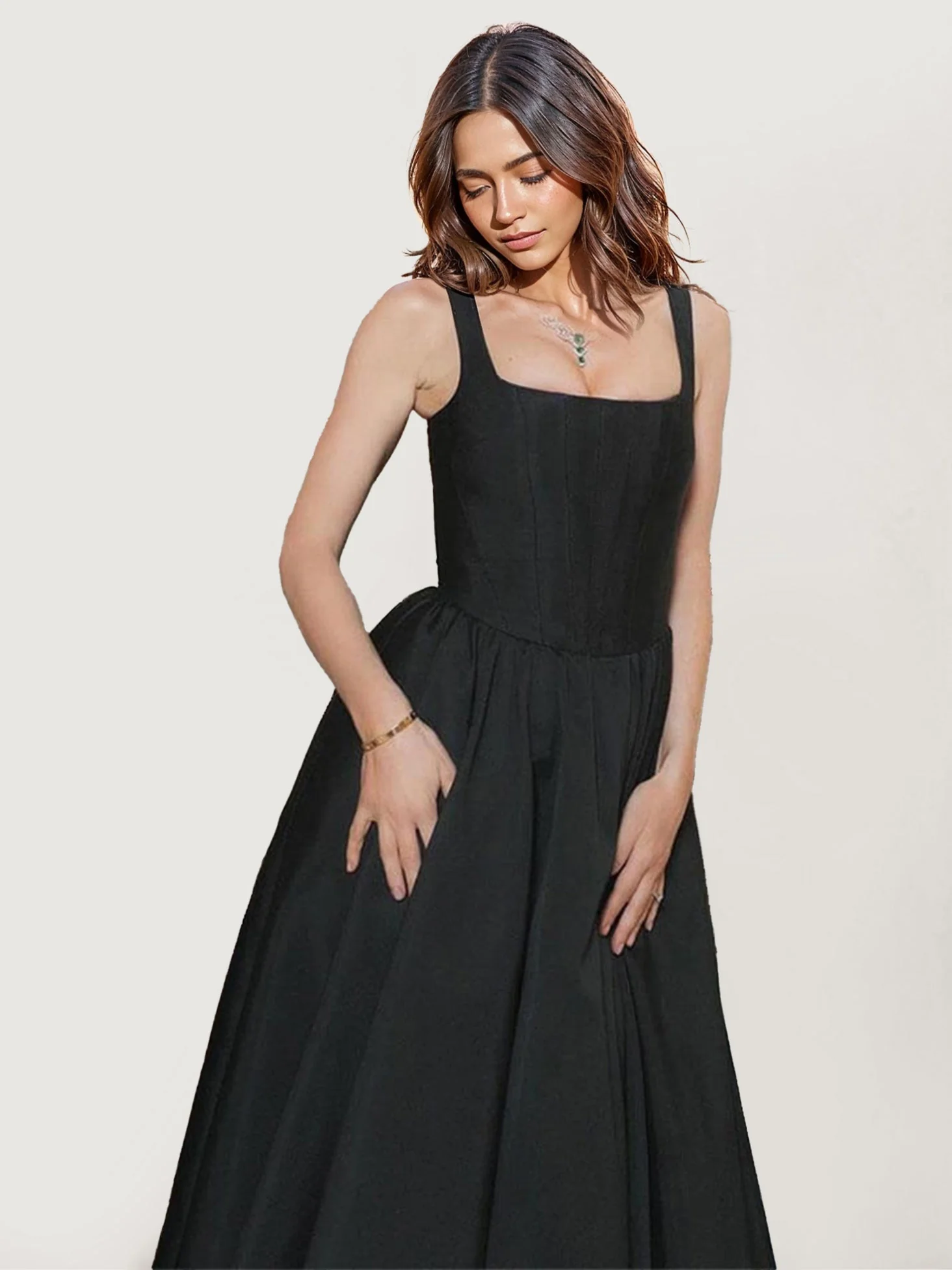 Elegant Strapless Midi Dress