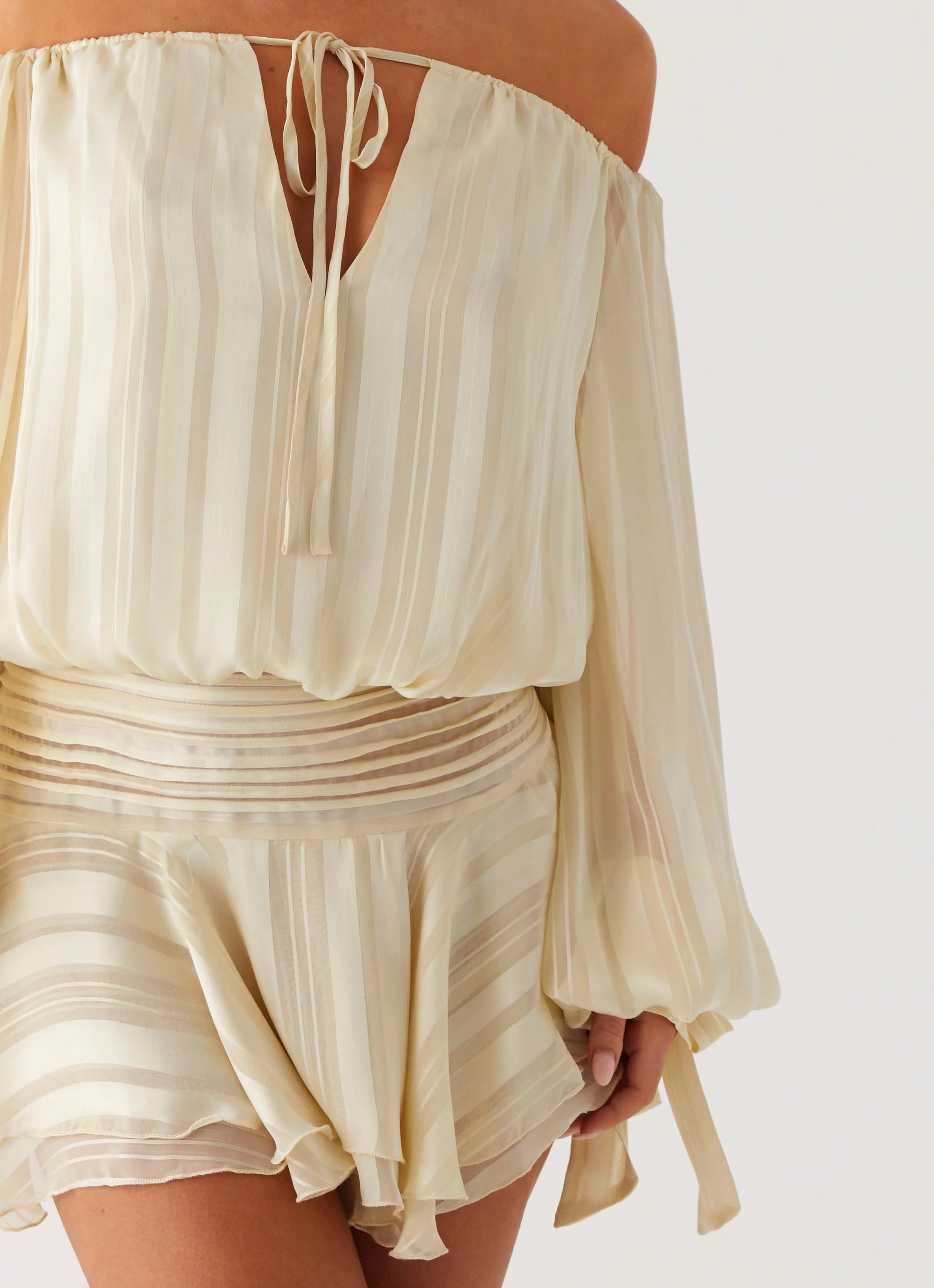 Eira Balloon Sleeve Mini Dress - Ivory - luluinthesky