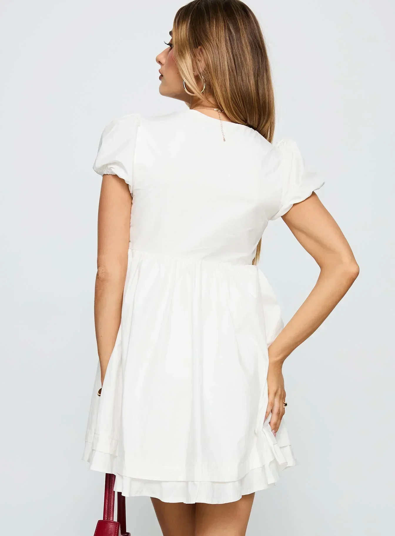 Sailoh Puff Sleeve Baby Doll Mini Dress White - luluinthesky