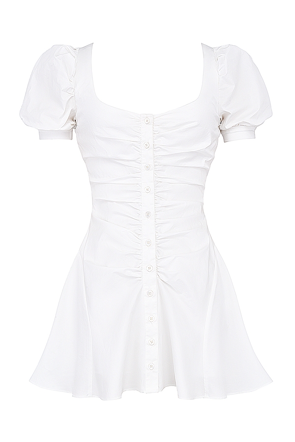 White Puff Sleeve Mini Dress