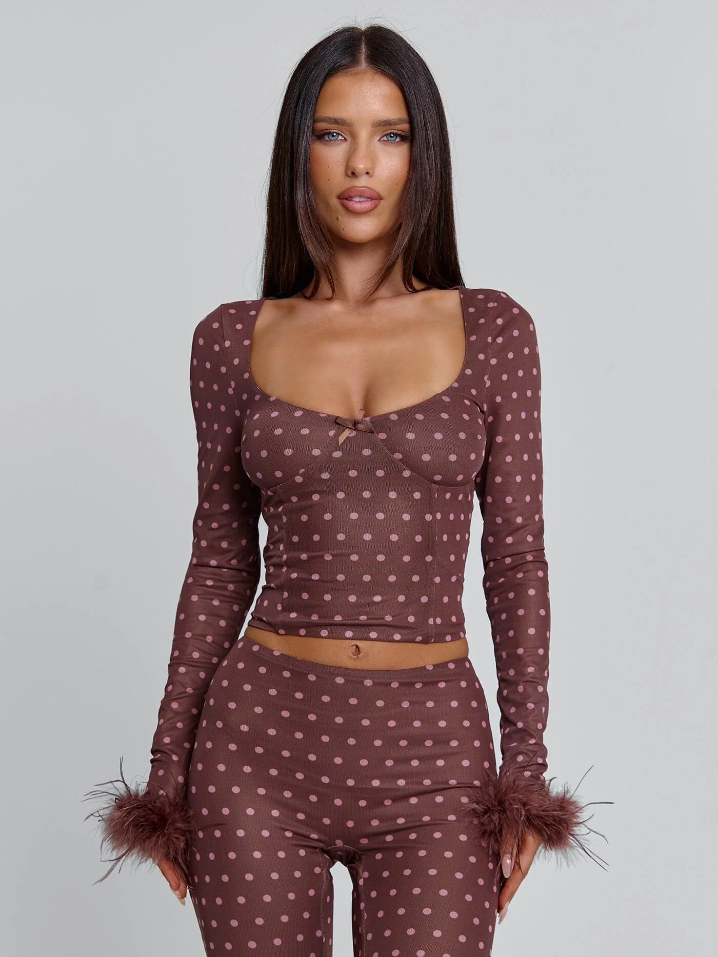 Mahria Top Brown Polka Dot