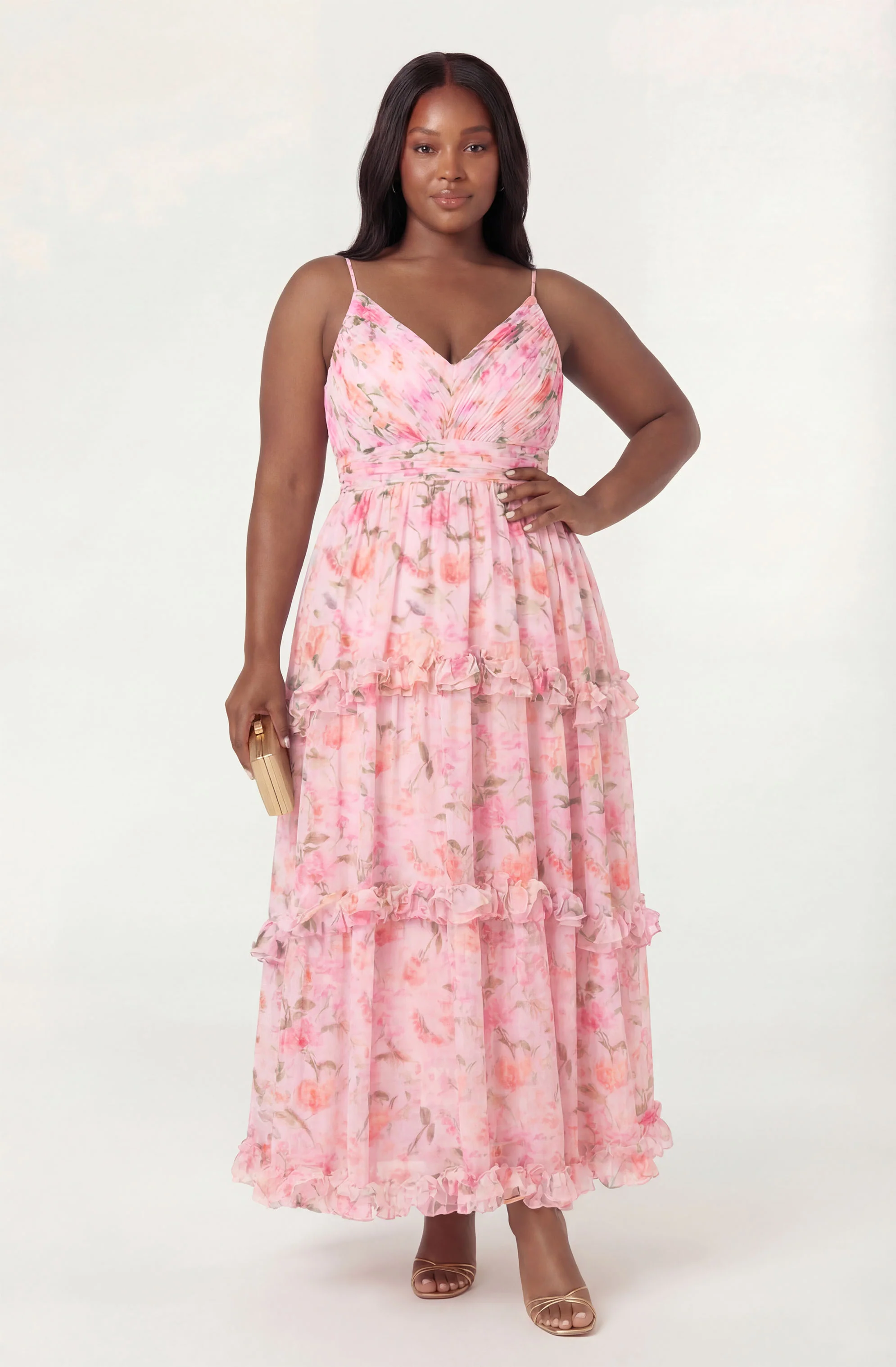 Ayanna Floral Pleated Tiered Maxi Dress