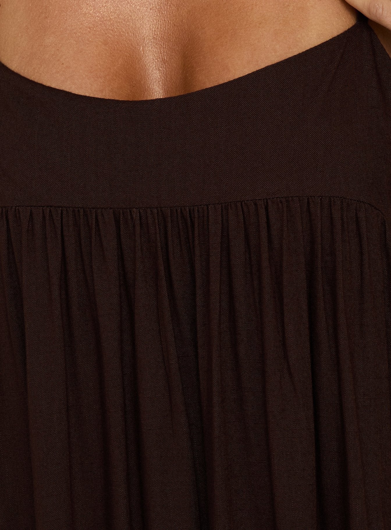 Wildah Linen Smock Maxi Dress Brown - FASHION NOB