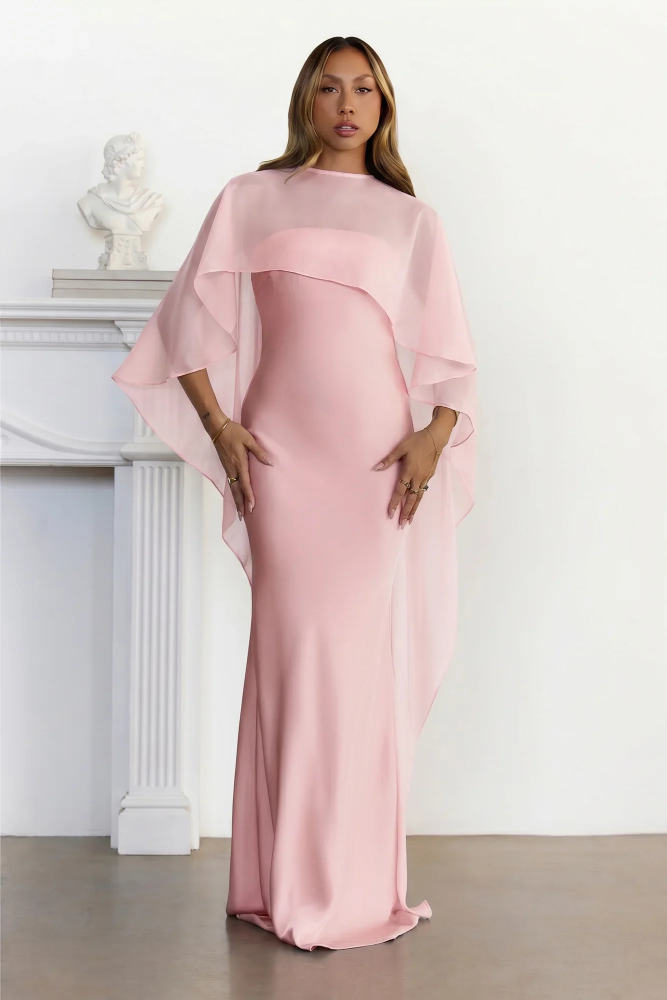 Love Locked In Sheer Overlay Maxi Dress Pink