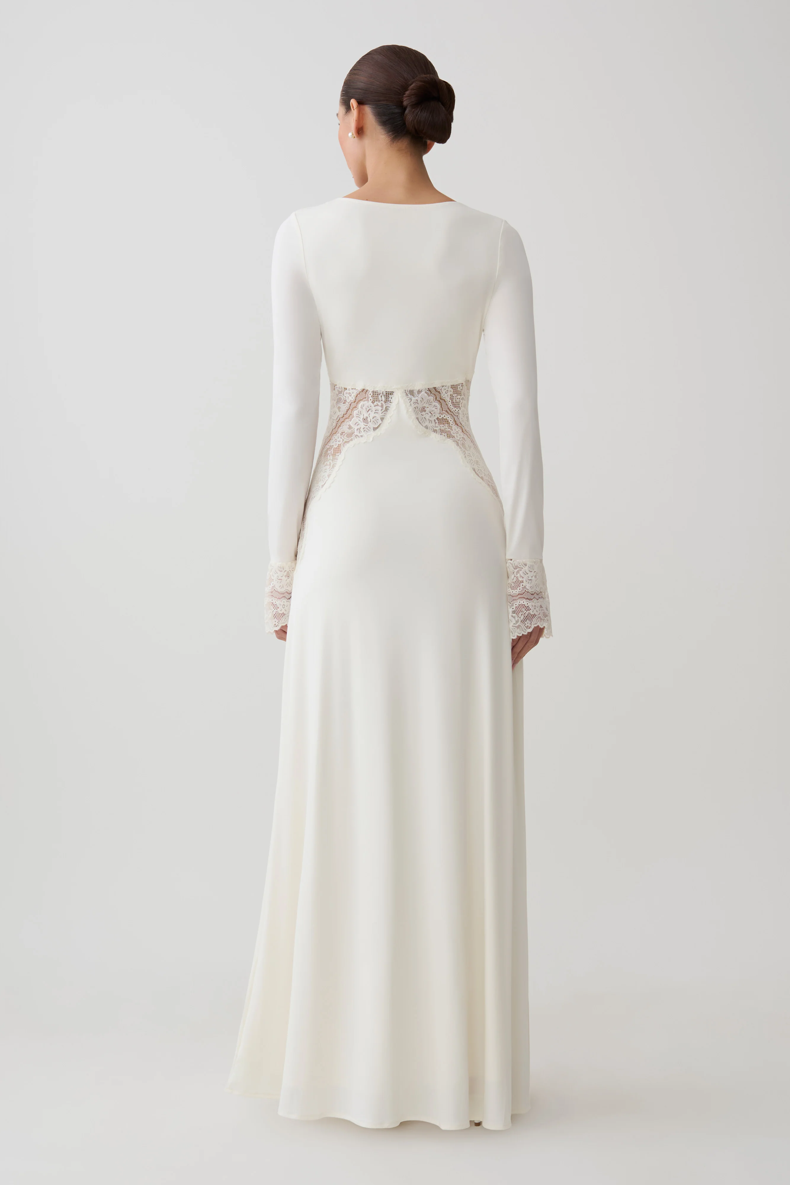 Elethea Lace Slinky Maxi Dress - Ivory