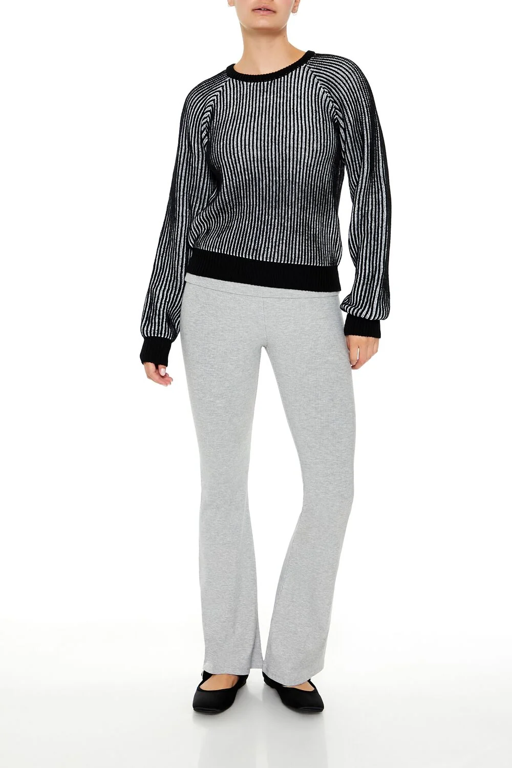 Striped Ribbed Knit Sweater