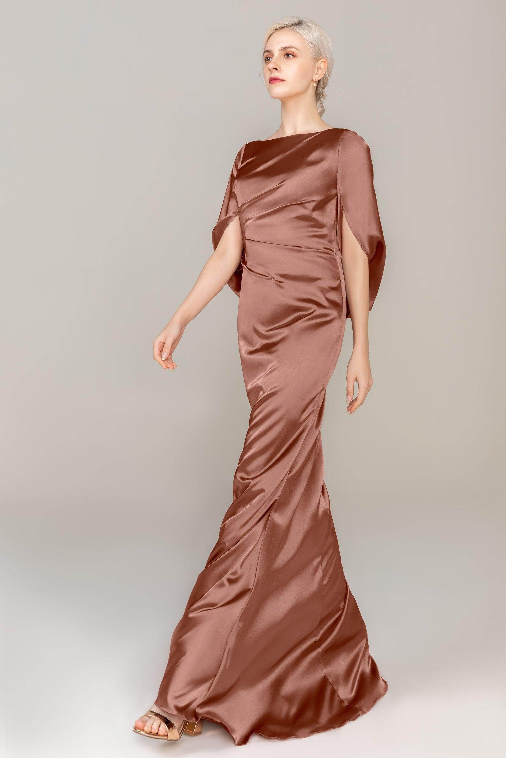 Sheath Sweep Train Luxe Satin Dress CS0314