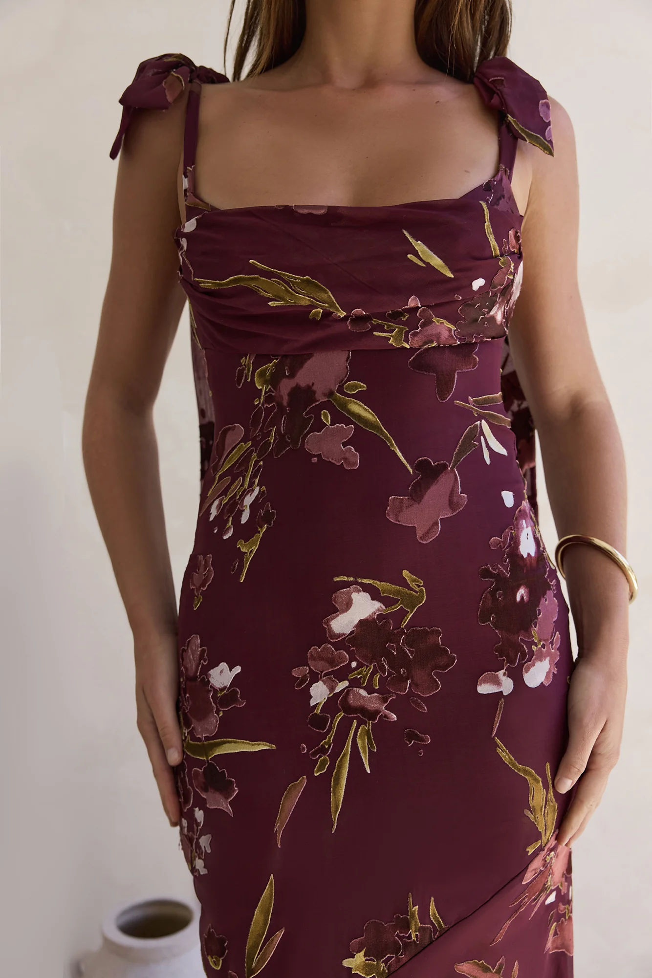 Night Garden Maxi Dress Burgundy - luluinthesky