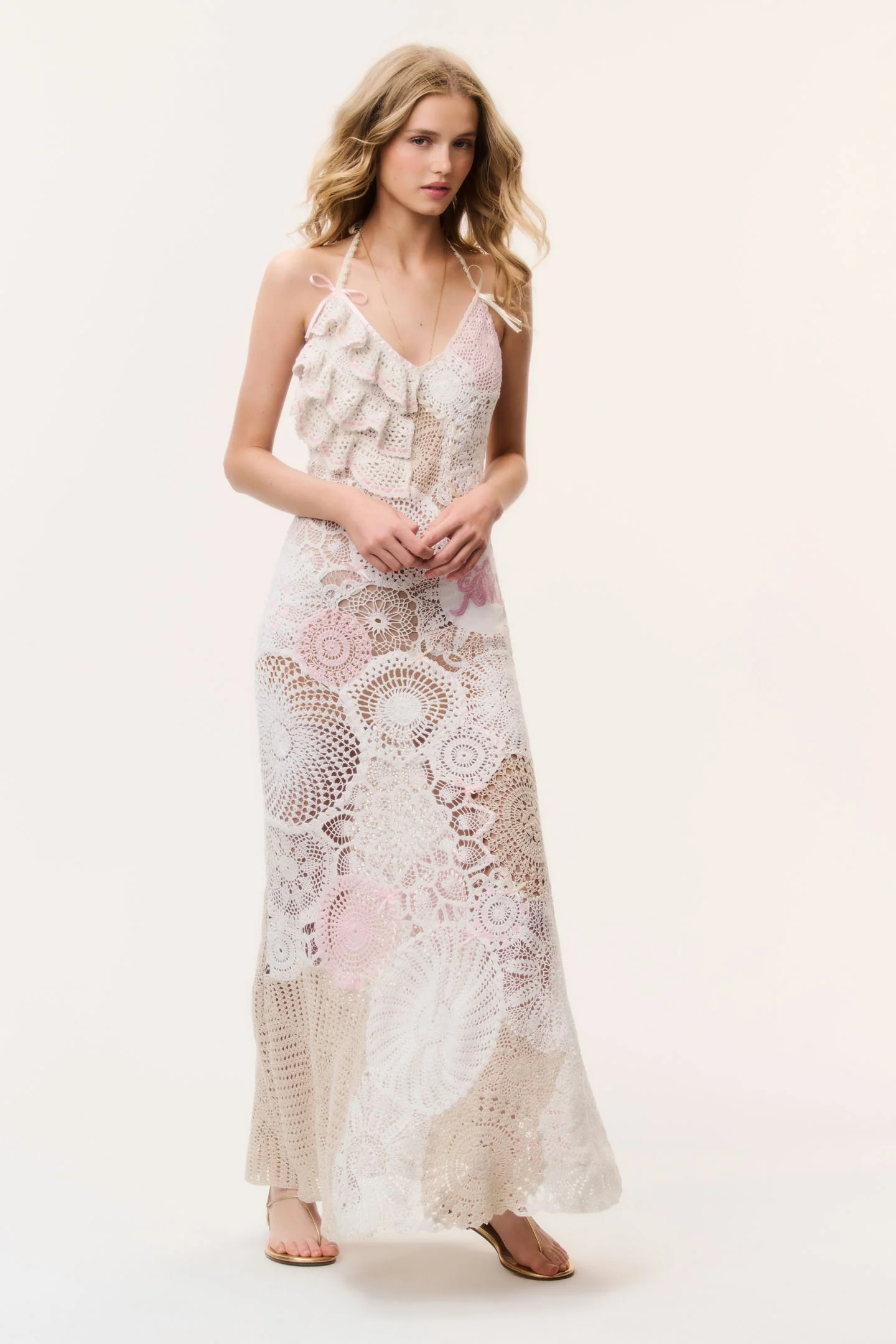 Adalita Patchwork Crochet Maxi Dress