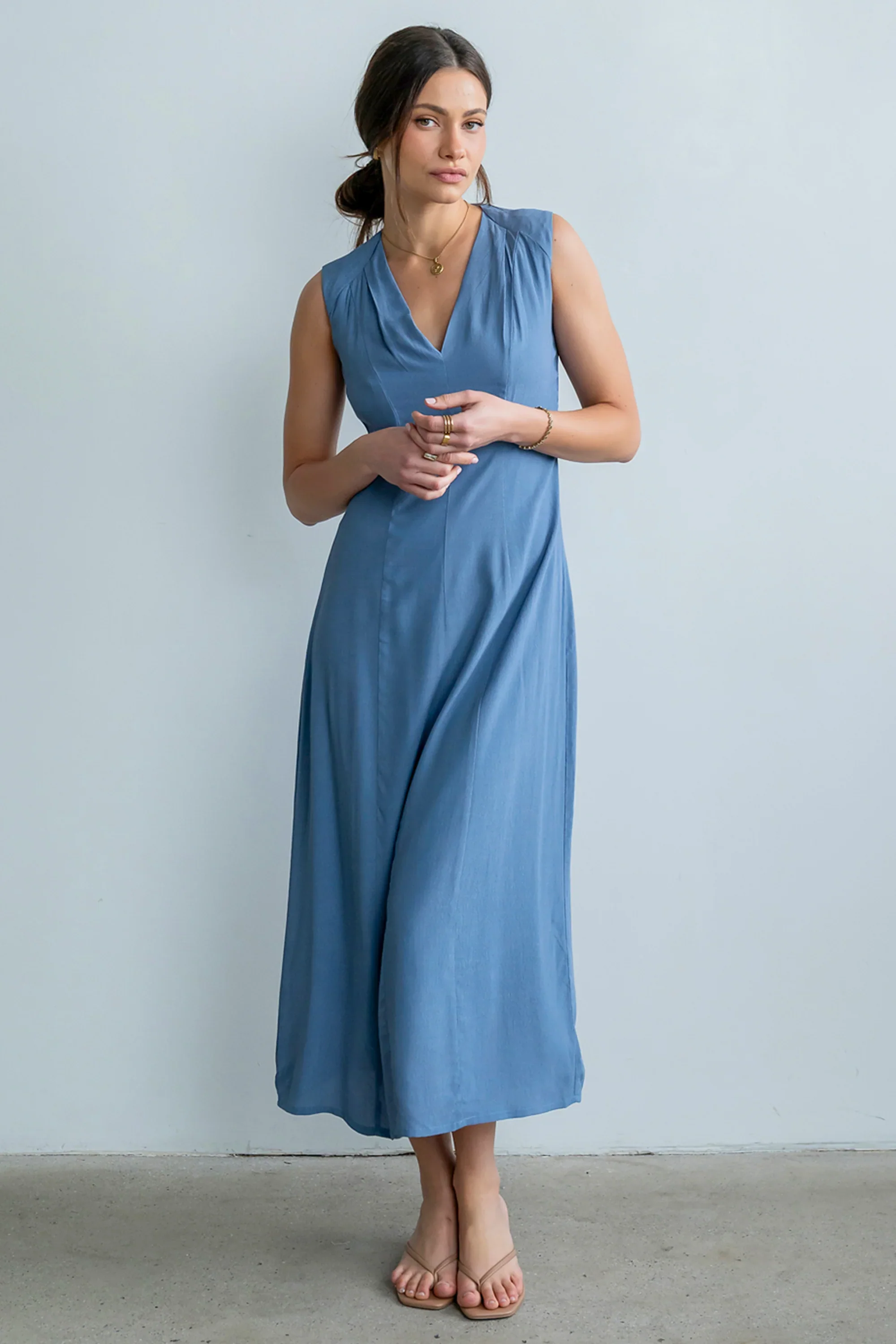 Noah Midi Dress in Blue