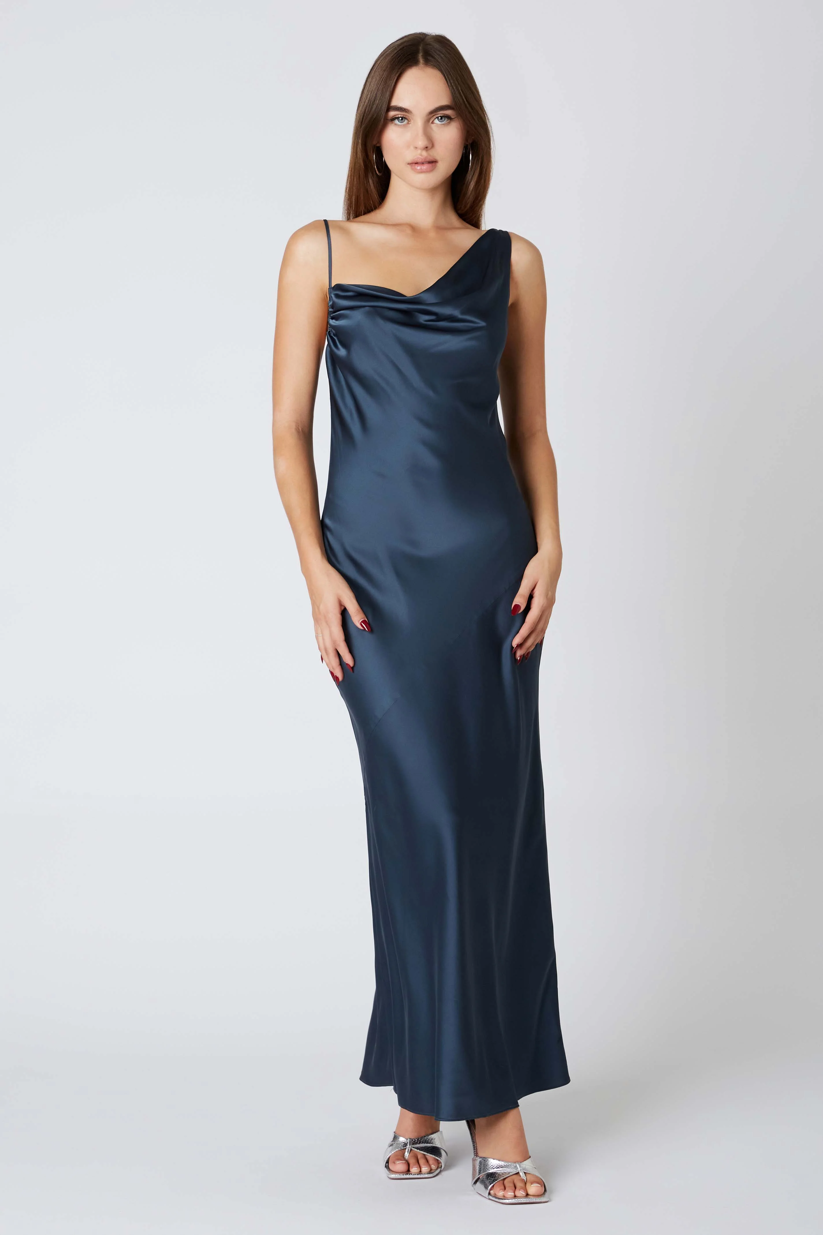 Cowlback Satin Maxi Dress