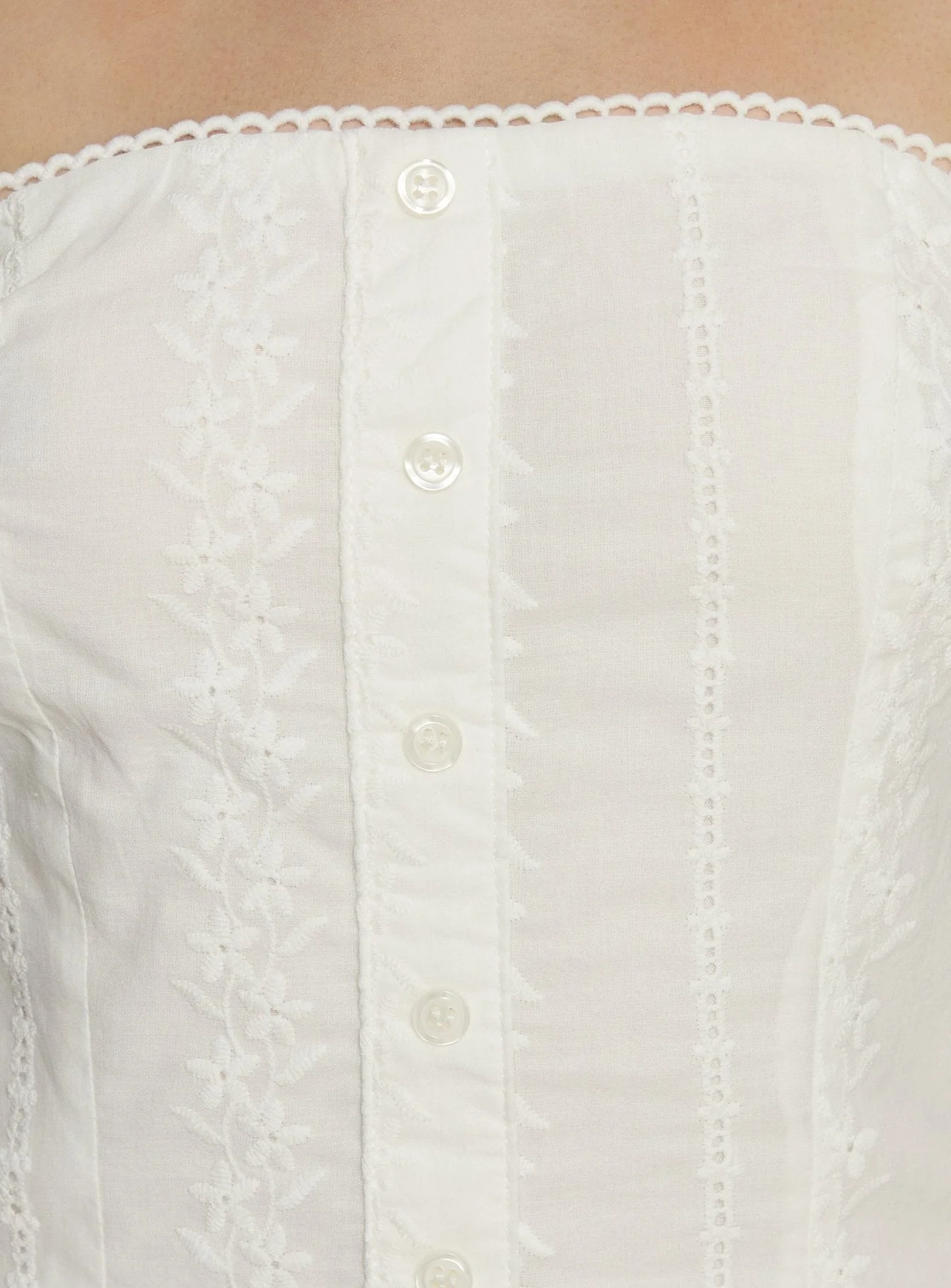 Analiese Strapless Anglaise Mini Dress White