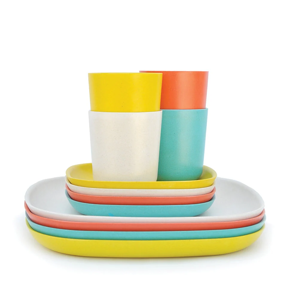 Vogeelle Bamboo Lunch Set Persimmon / Off-White / Lagoon / Lemon