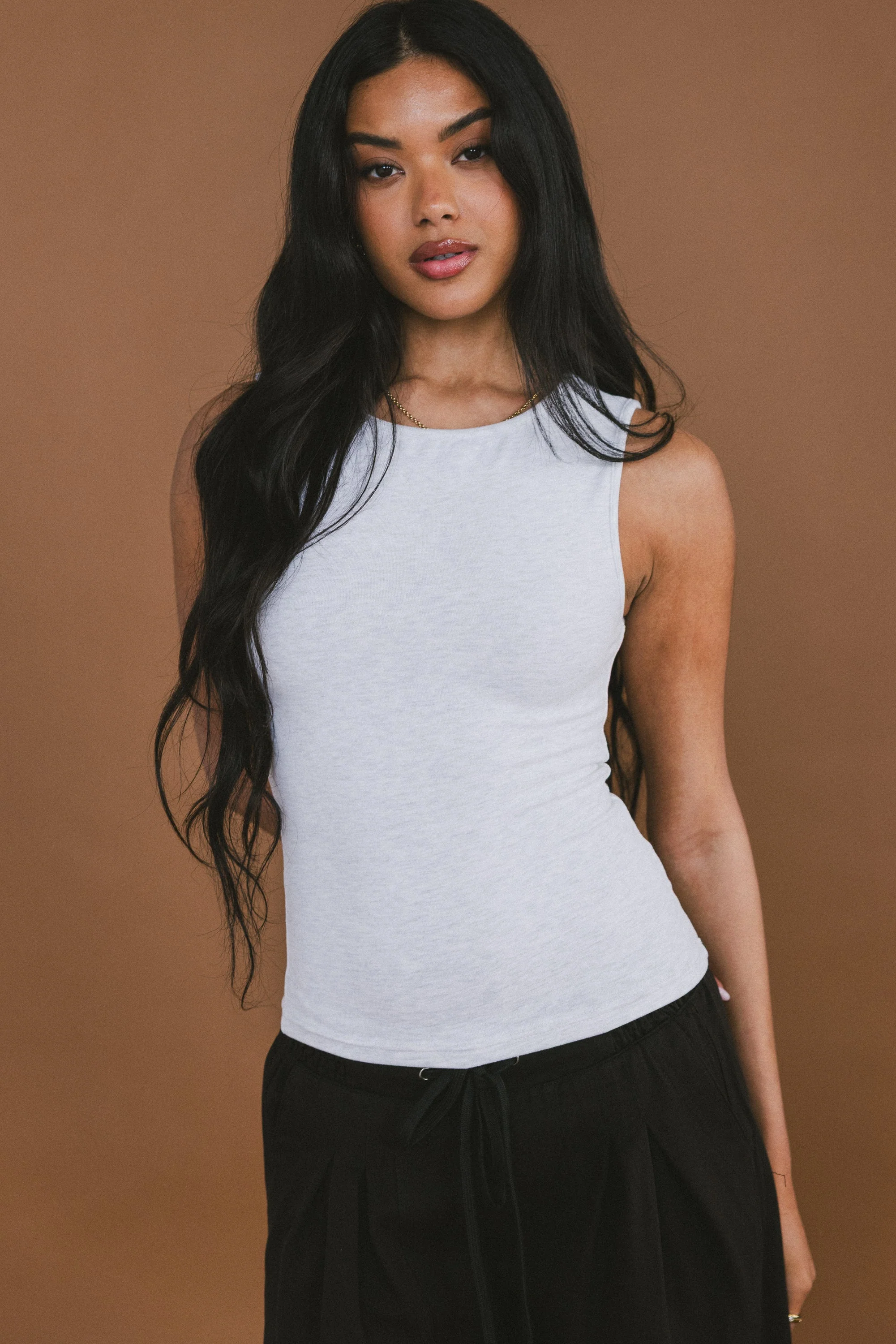 Alder Fitted Tank in Grey