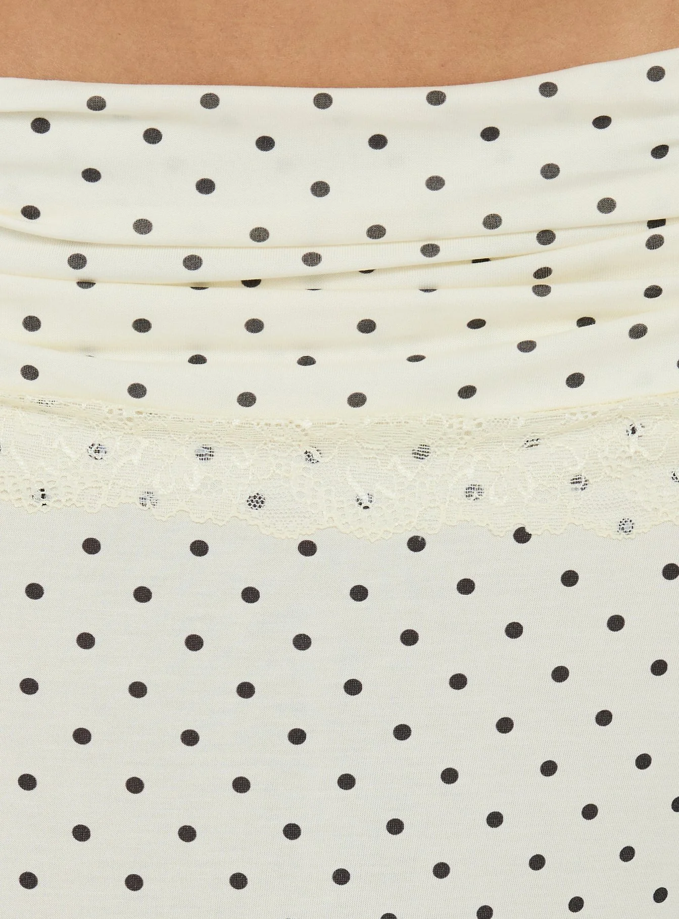 Zespri Jersey Maxi Skirt Cream Polka Dot
