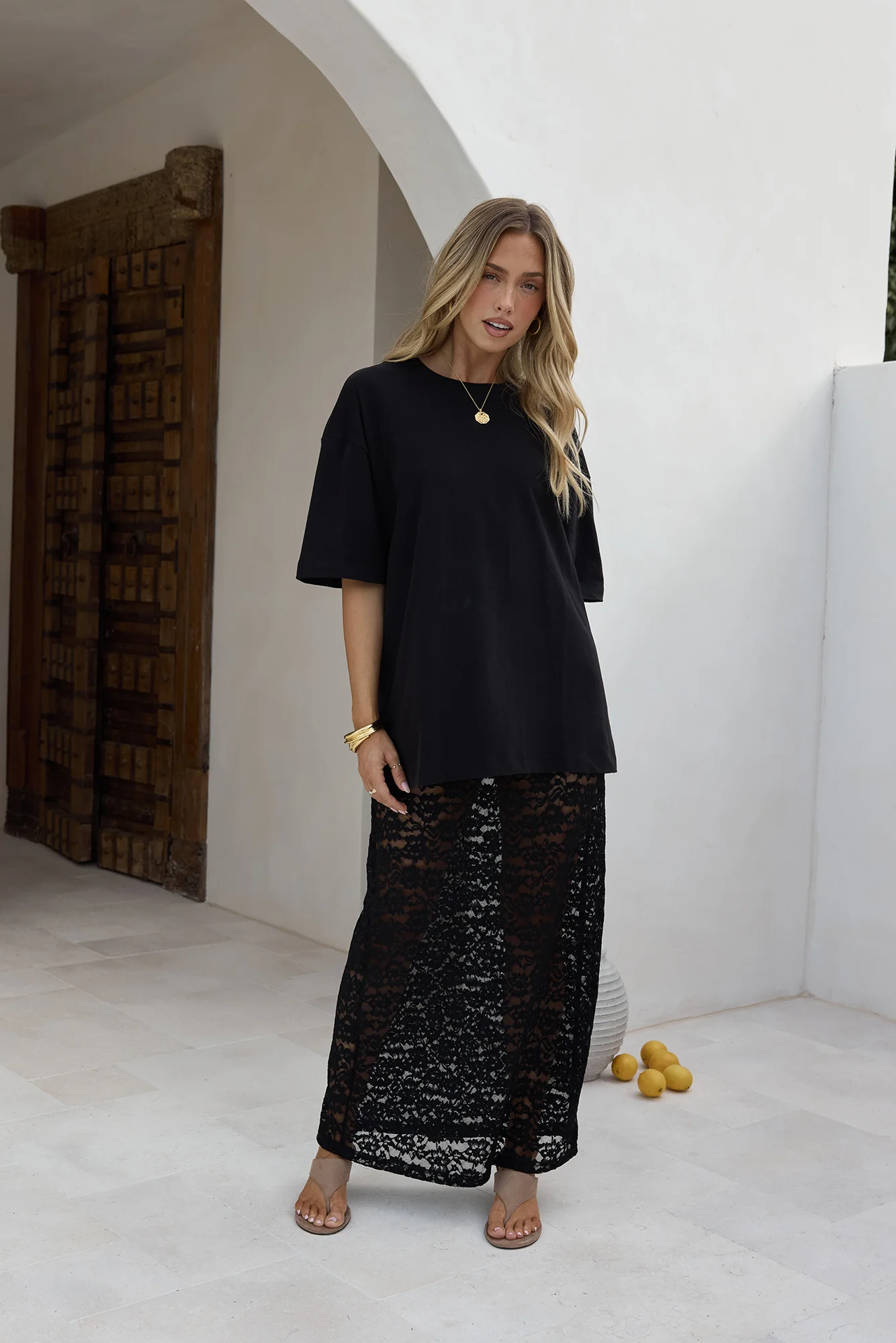 Lover Of The Moon Lace Maxi Skirt Black