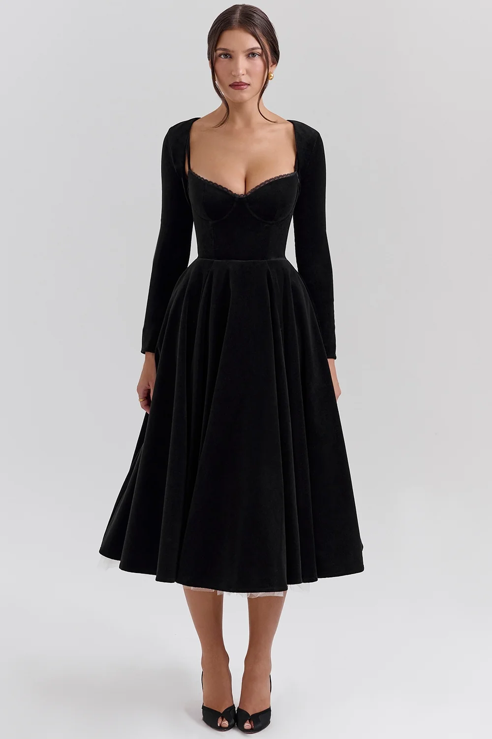 black velvet tulle midi dress + bolero