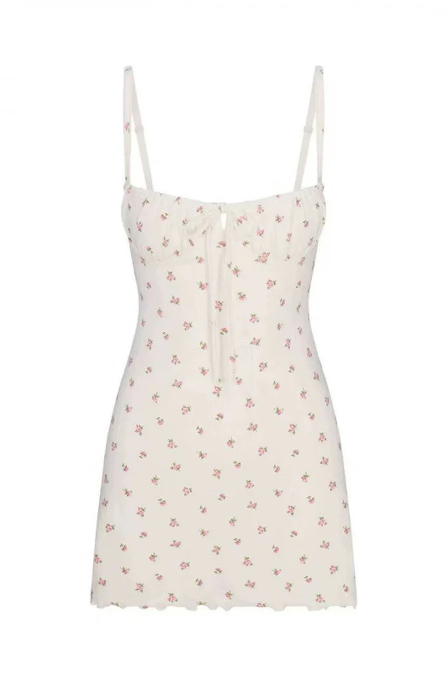 SKIMS Logo Pointelle Mini Dress
