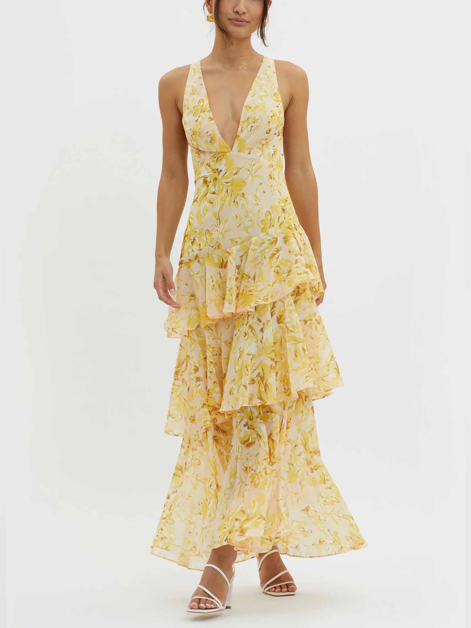 Yellow Ruffled Tiered Maxi Dress