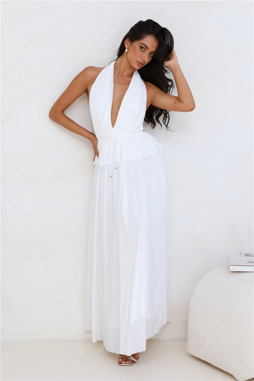 Love From Rosalie Halter Maxi Dress White - luluinthesky