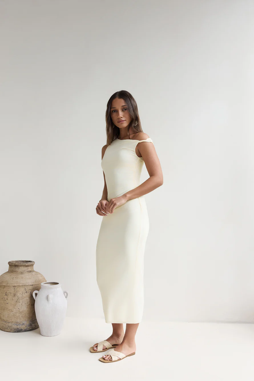 Moonlit Moments Off Shoulder Mesh Maxi Dress Yellow