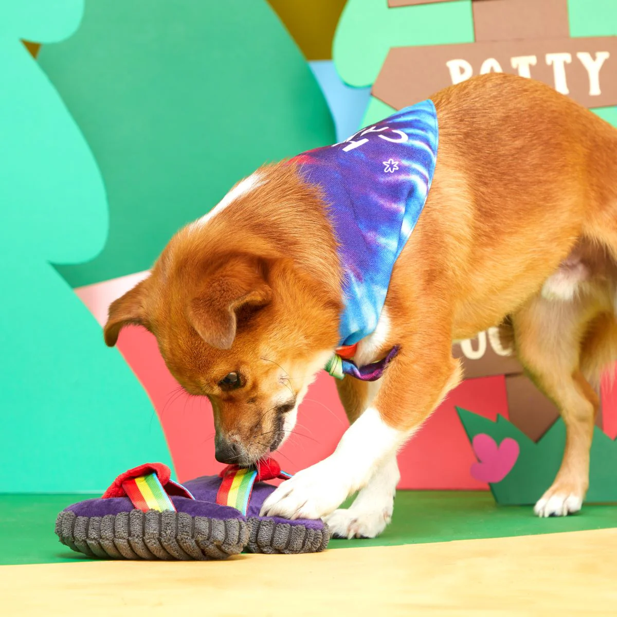 Bandana-Rama Yip Flops Plush Enrichment Dog Toy & Dog Bandana