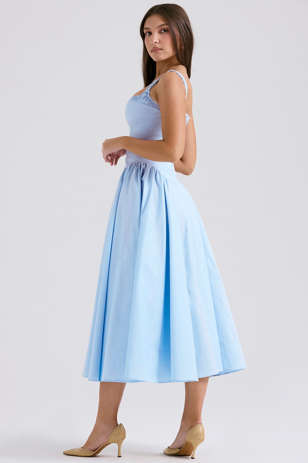 Italian Azure Cotton Midi Sundress