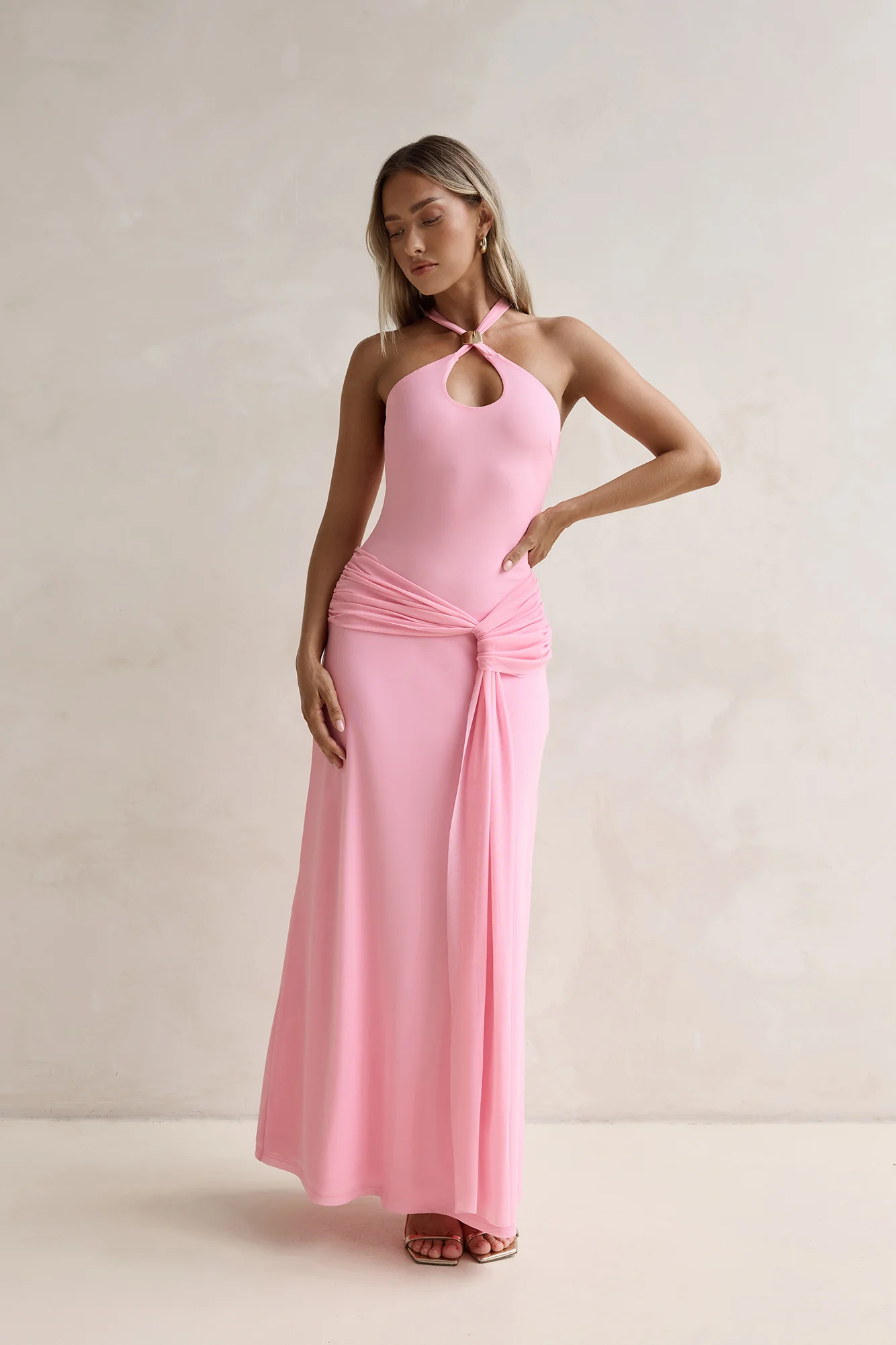 Lost In Dreams Mesh Maxi Dress Pink